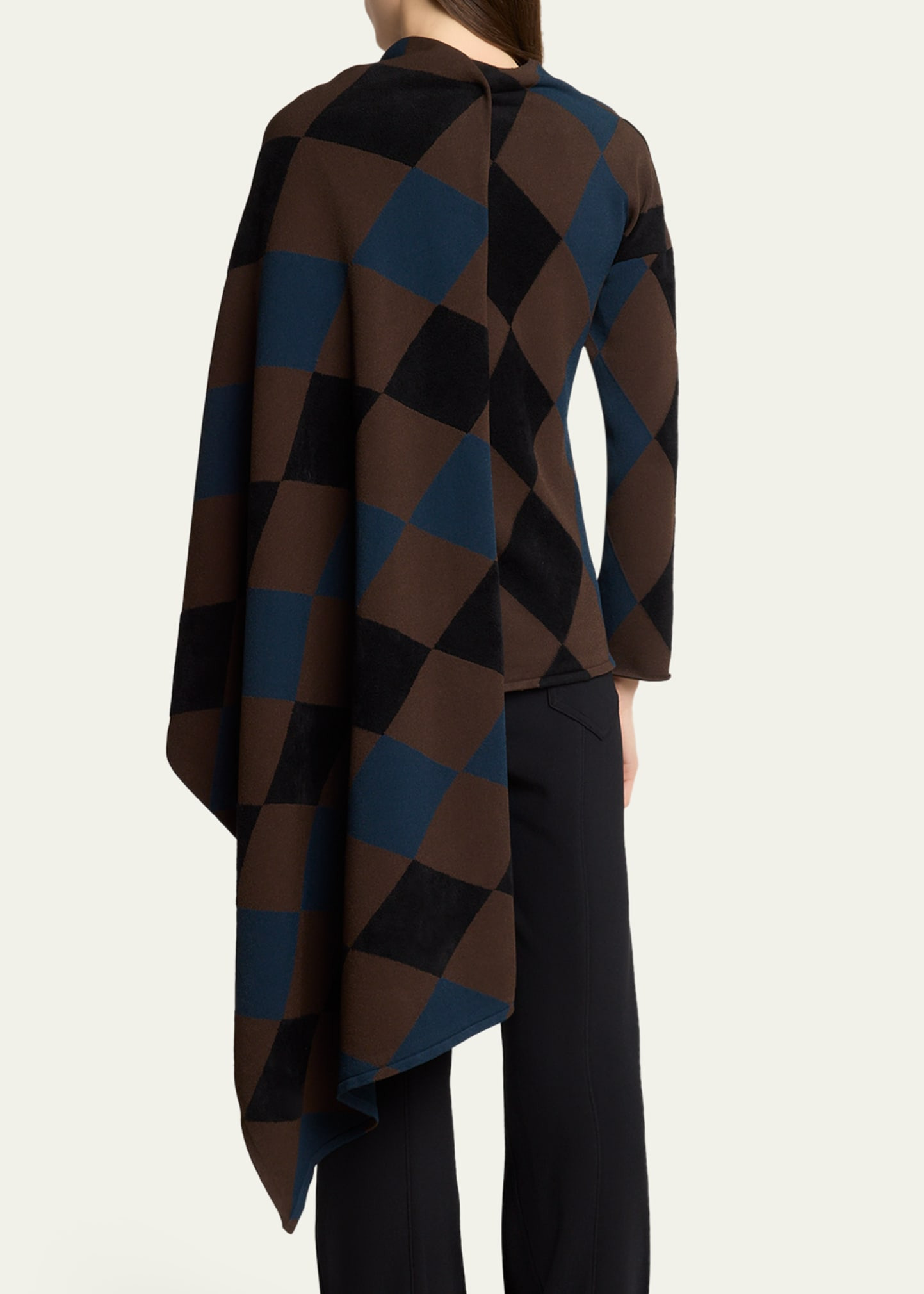 Vanne Argyle Cape Sweater - 3