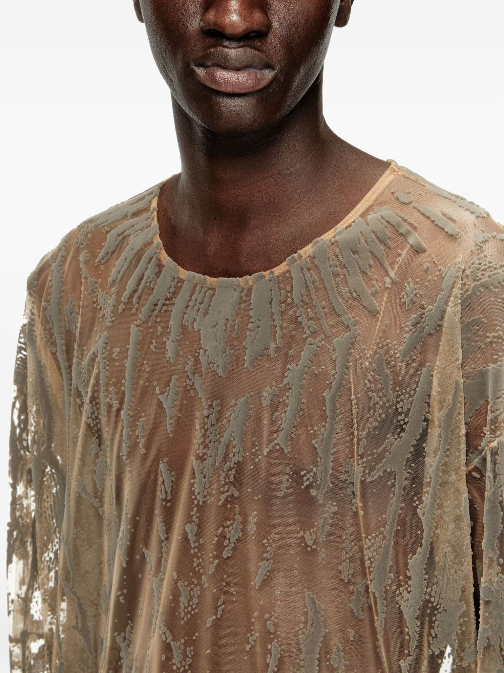 flocked tulle long-sleeve top - 5