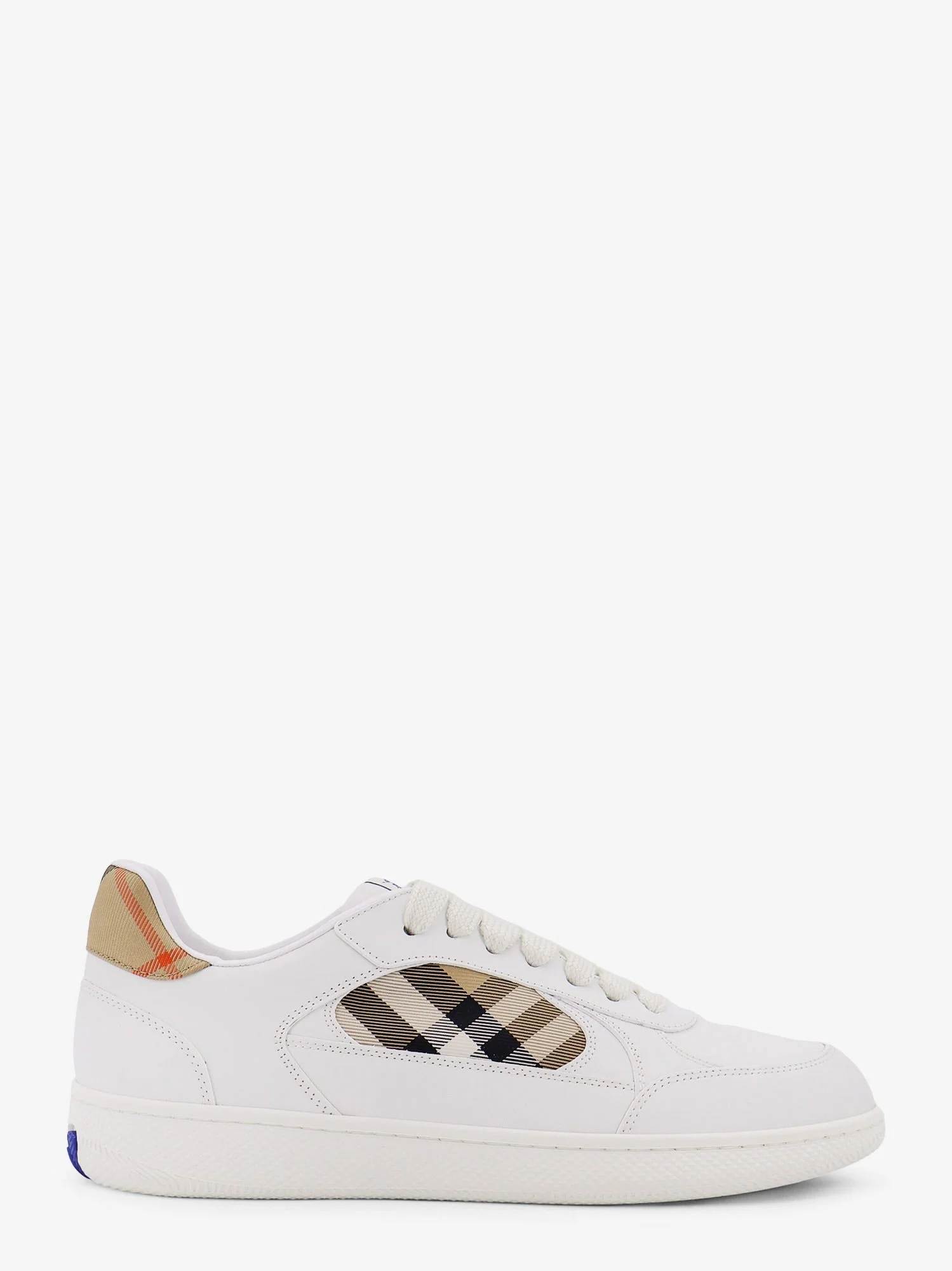Burberry Men Low-Top Leather Sneakers With Check Inserts - 1