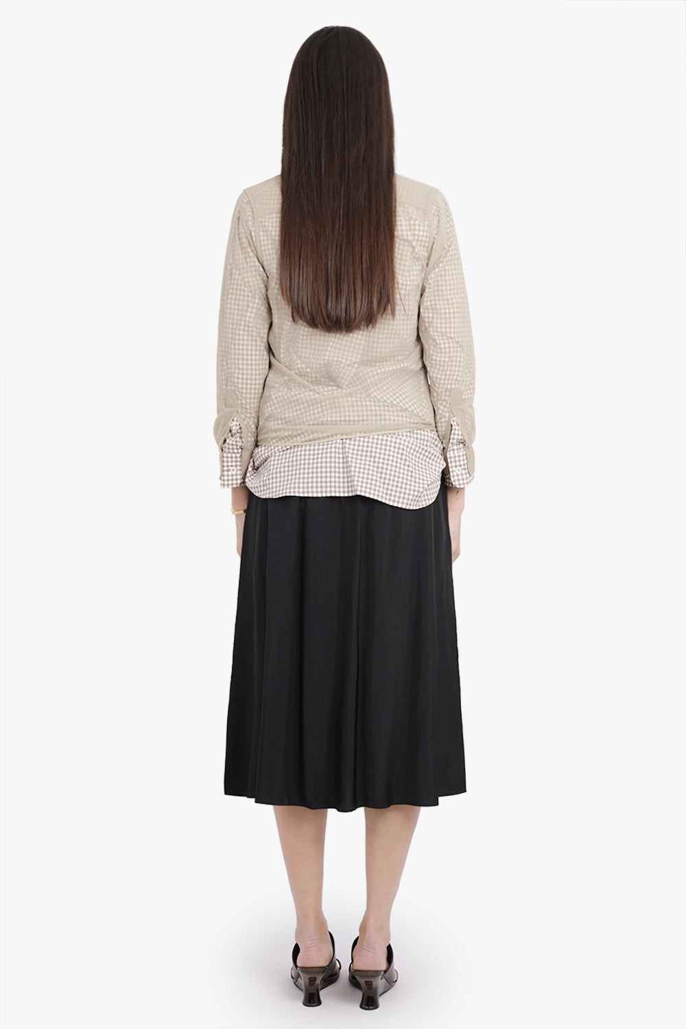 DECONSTRUCTED CUT OUT MIDI SKIRT | BLACK/BROWN - 6