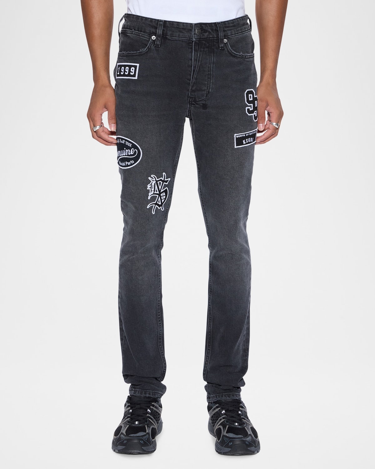 Men's Van Winkle Roadhouse Black Patched Skinny Jeans - 3
