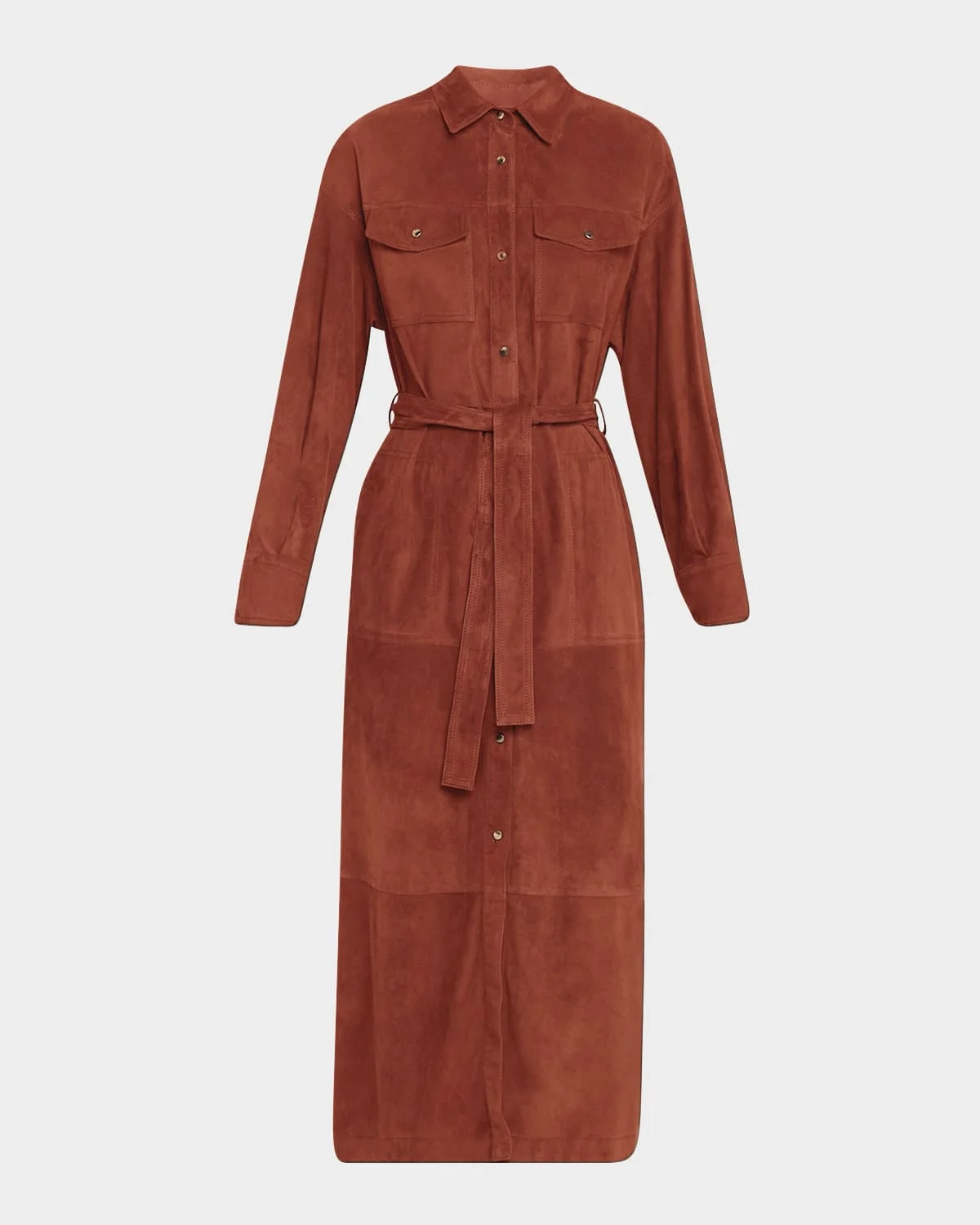 Suede Belted Midi Shirtdress - 1
