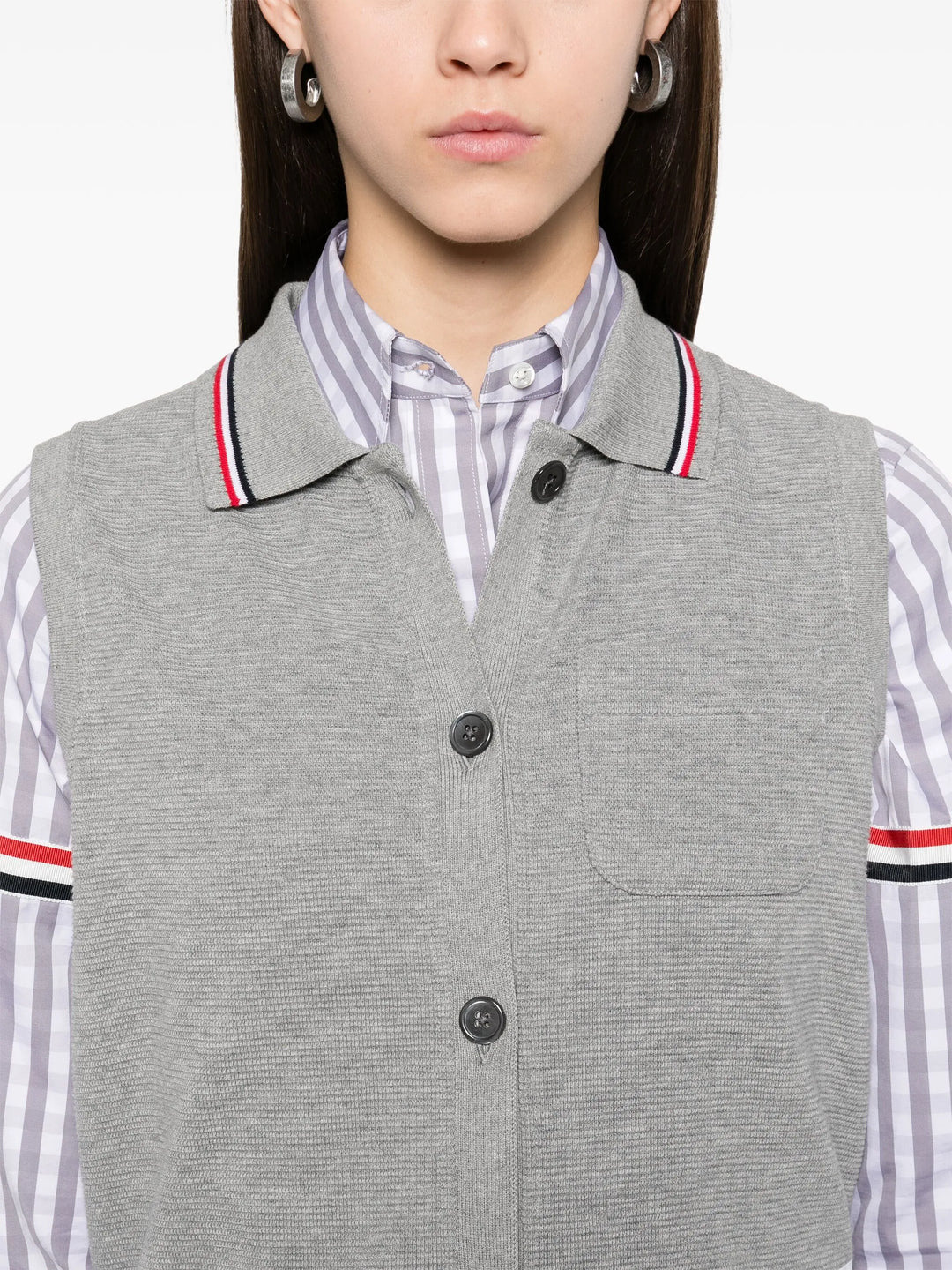 Cotton Waffle Sleeveless Button Shirt Women - 5