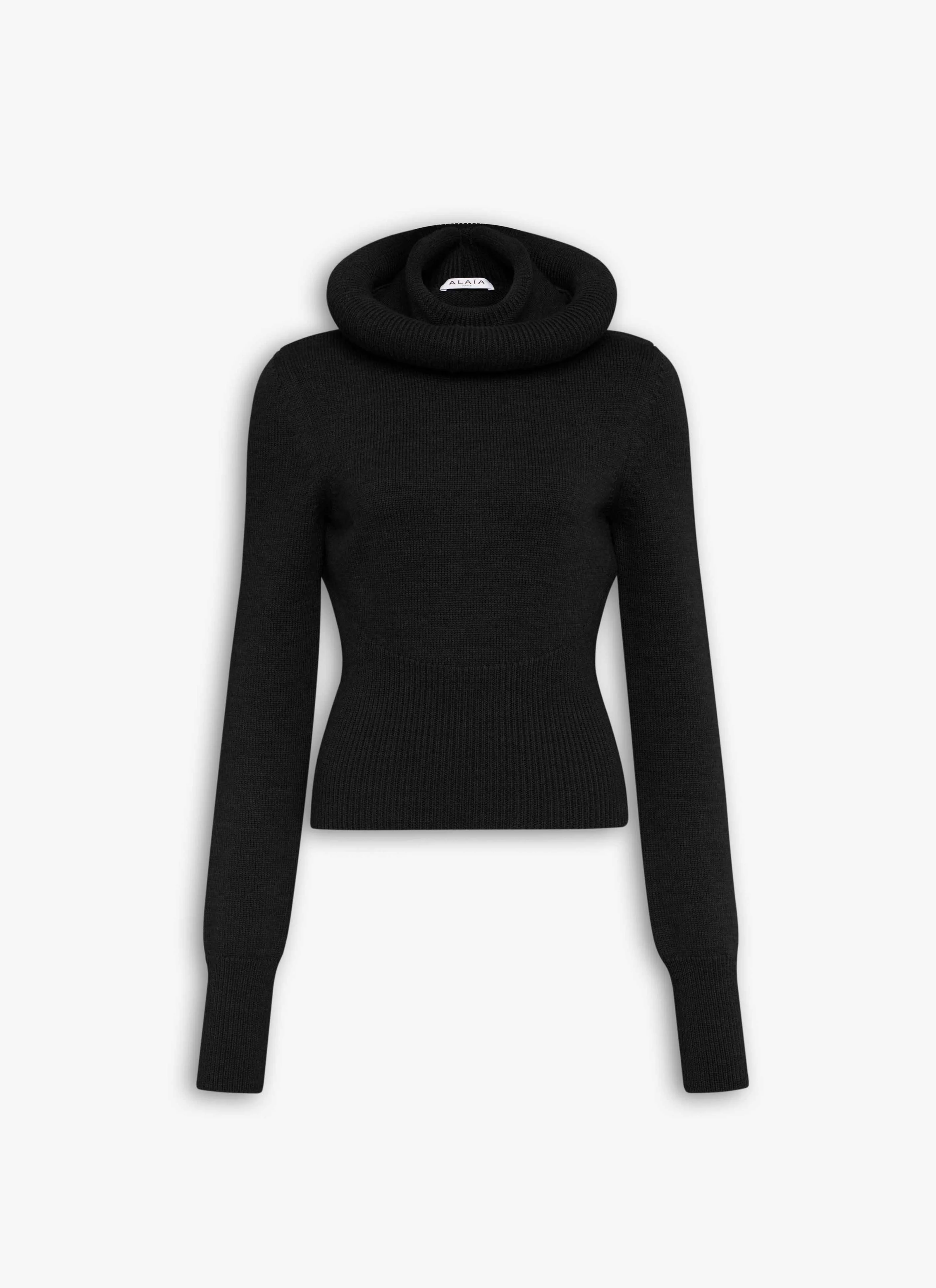 SCULPTURAL HOOD RIBBED KNIT JUMPER - 1