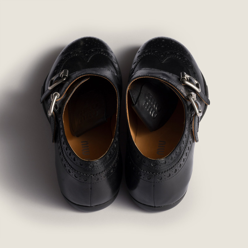 Miu Miu Calf leather brogue shoe with buckles outlook