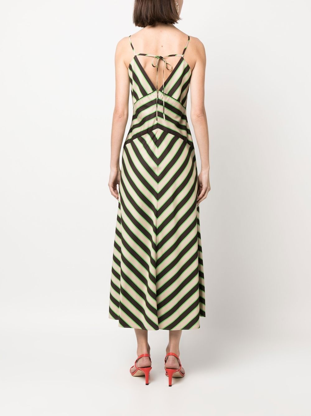 chevron-print rear-tie dress - 4