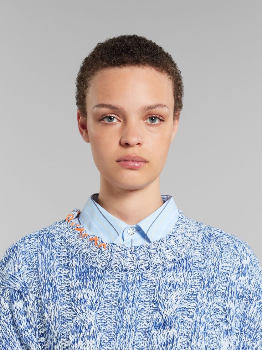 BLUE MOULINÉ JUMPER WITH NIBBLED EDGES - 4