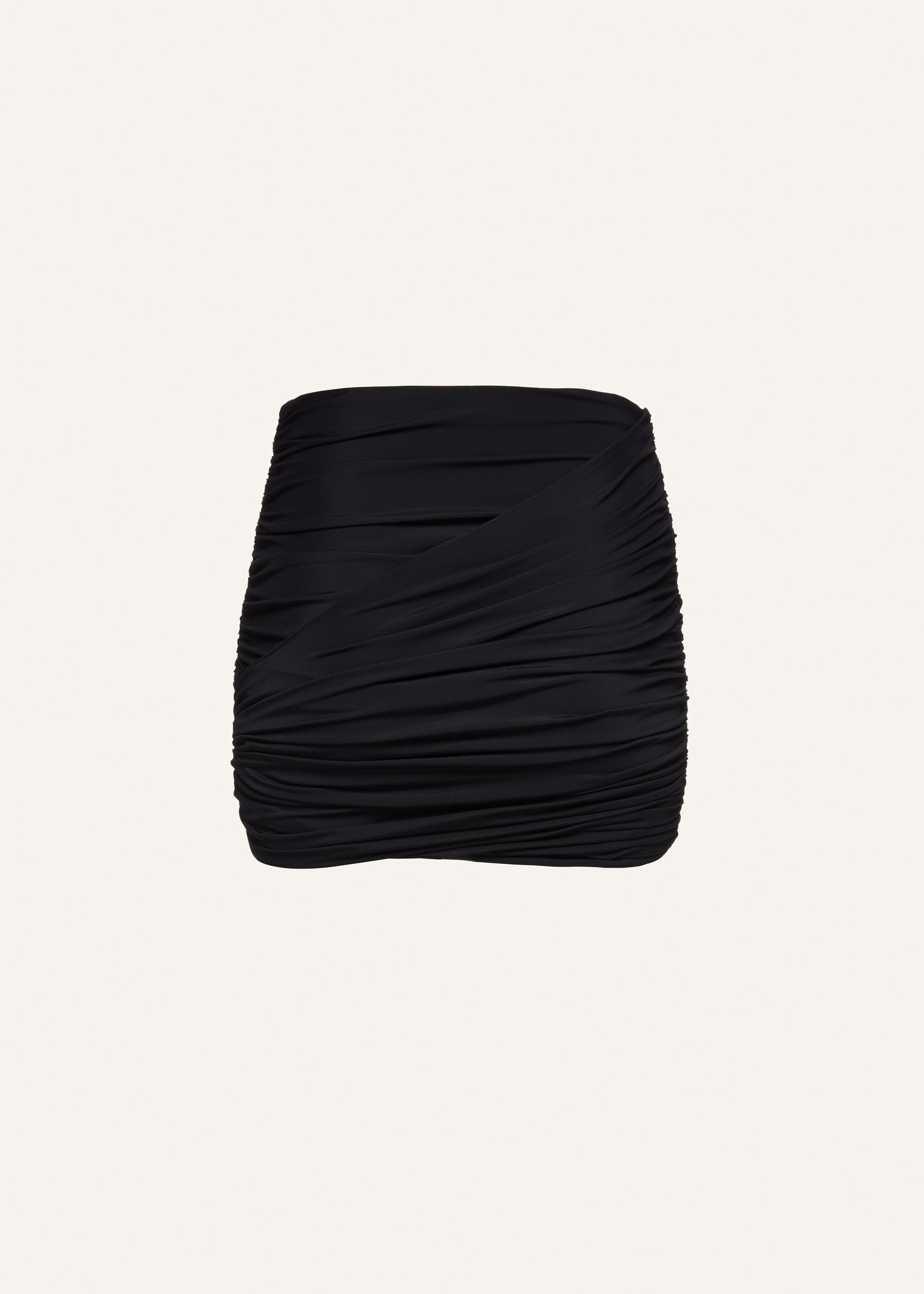 Draped mini swim skirt in black - 2