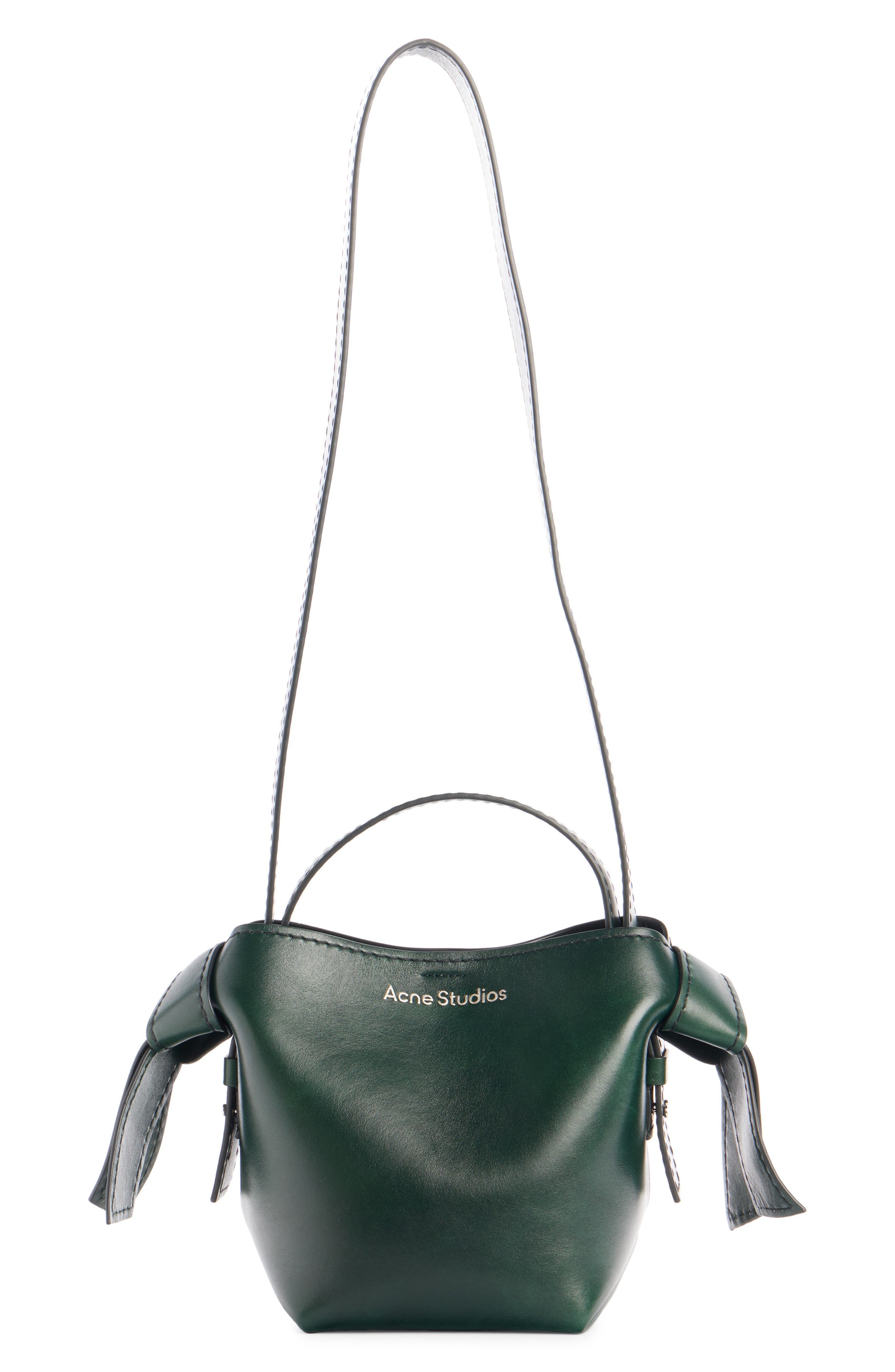 Acne Studios Mini Musubi Leather Bucket Crossbody Bag in Olive Green at Nordstrom - 1