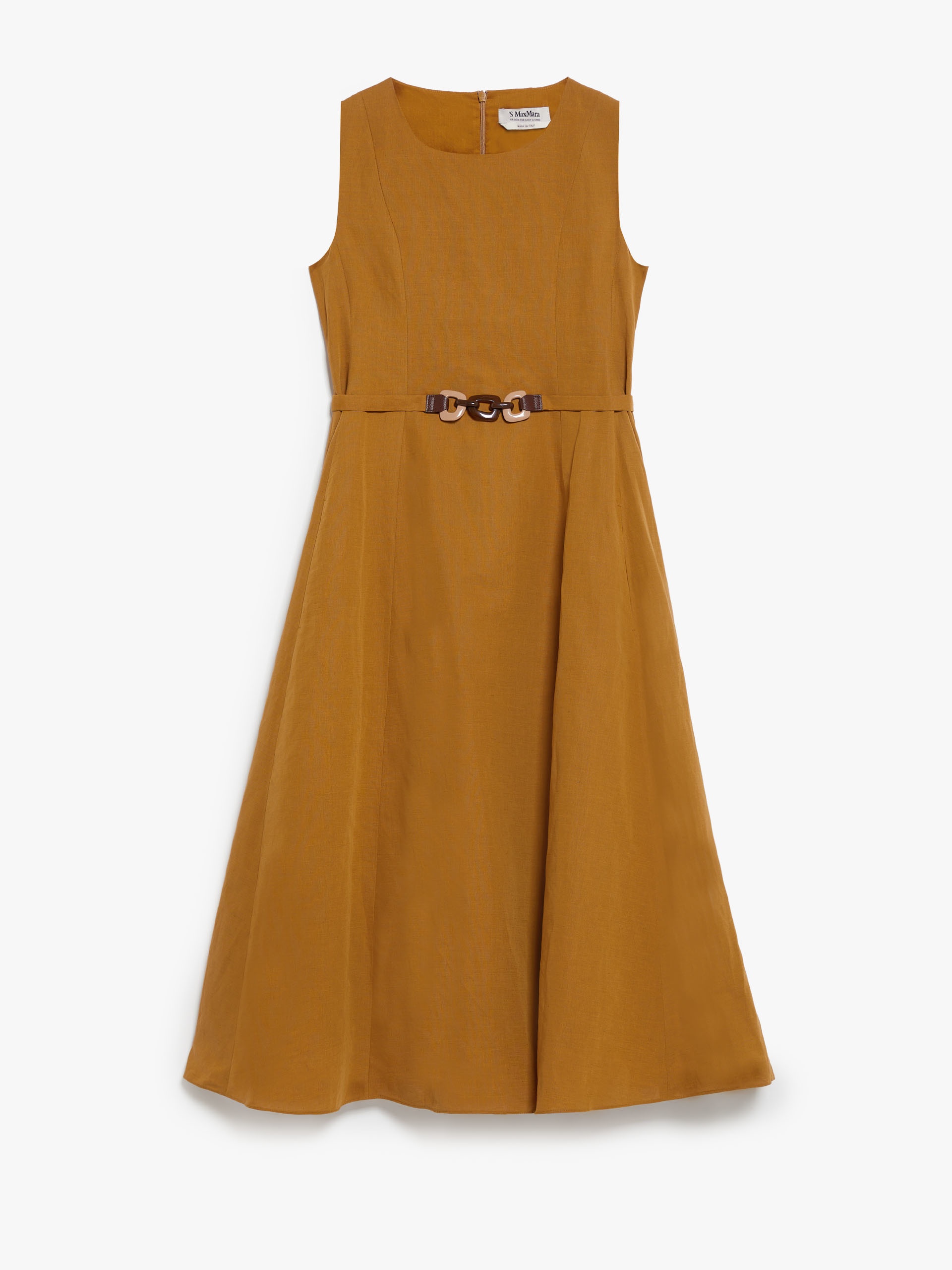 Midi linen dress with seams - 1