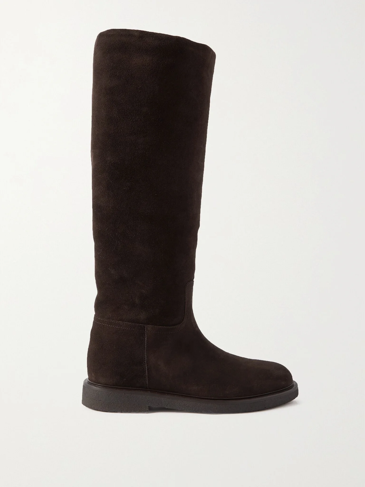 Shearling-lined suede knee boots Brown - 1