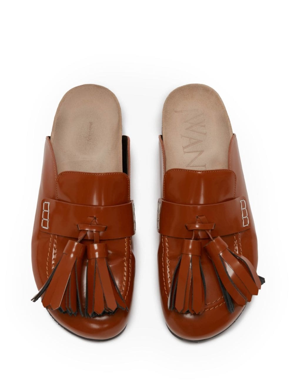 patent leather tassel mules - 4