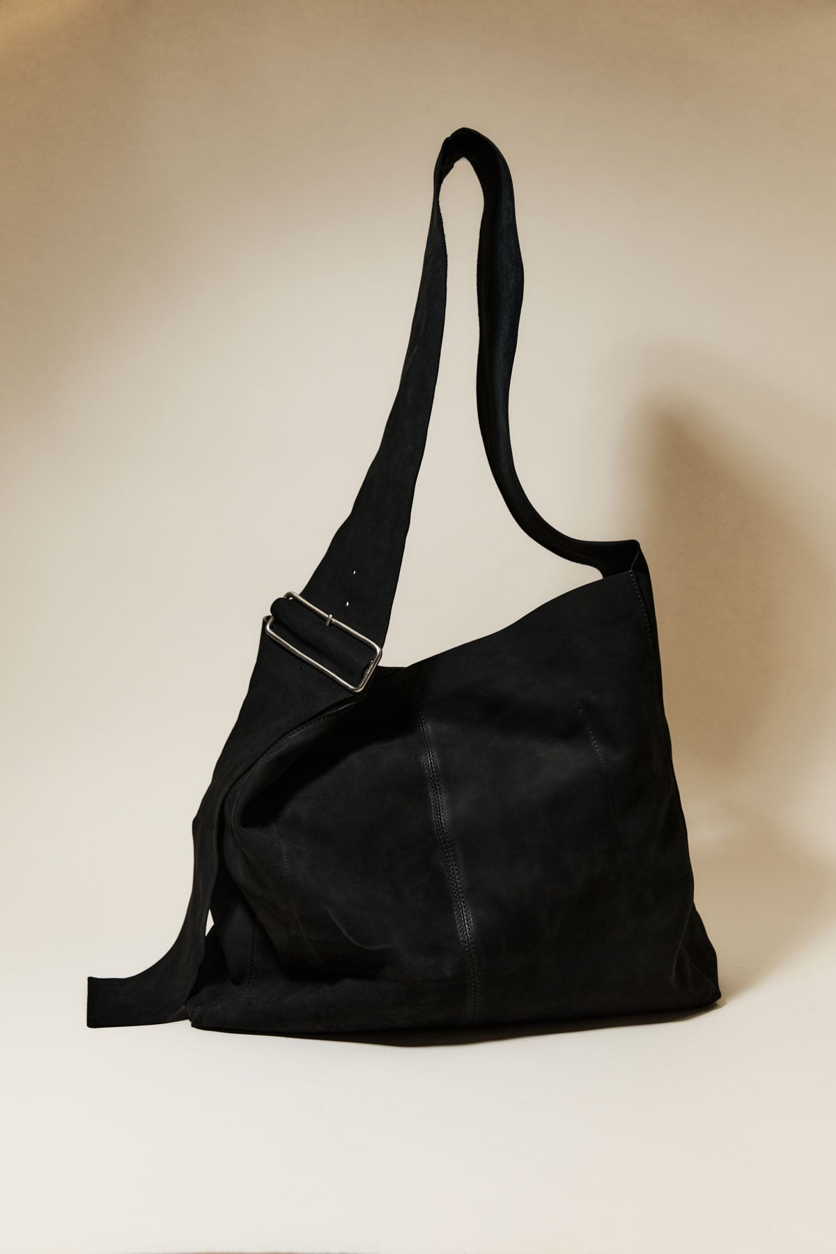 Oversized Nubuck Satchel - Black - 3