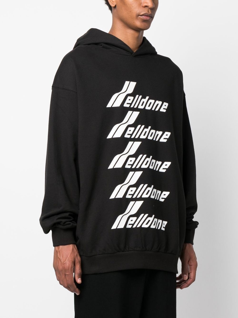 logo-print cotton hoodie - 4