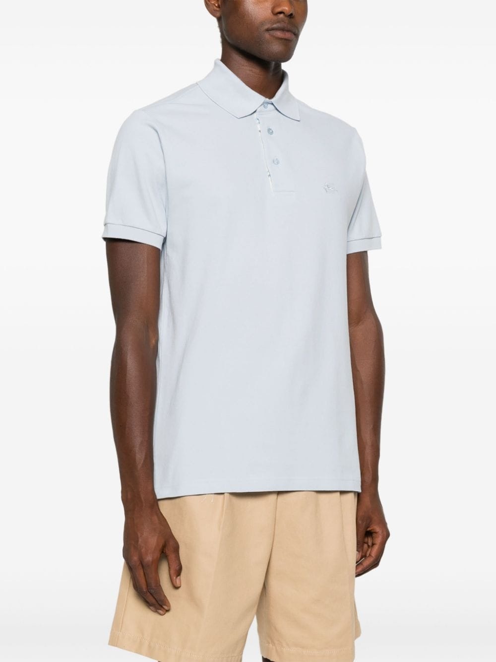 Pegaso-embroidered cotton polo shirt - 3