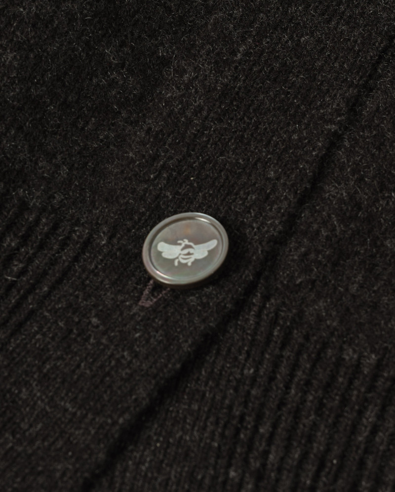 Wild Thistle Intarsia Dark Grey Cashmere Cardigan 4