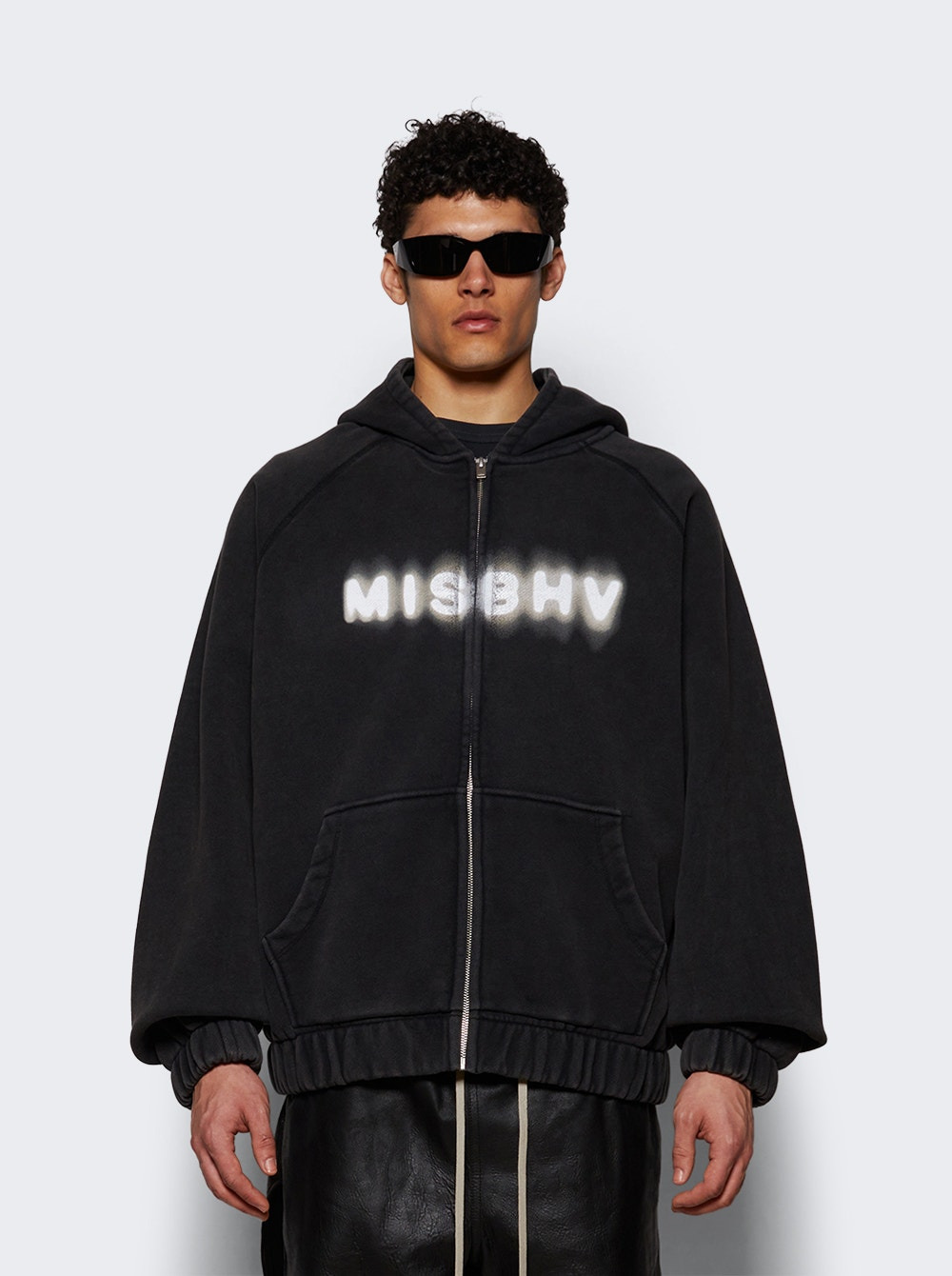 Community Zipped Hoodie Washed Black - 2