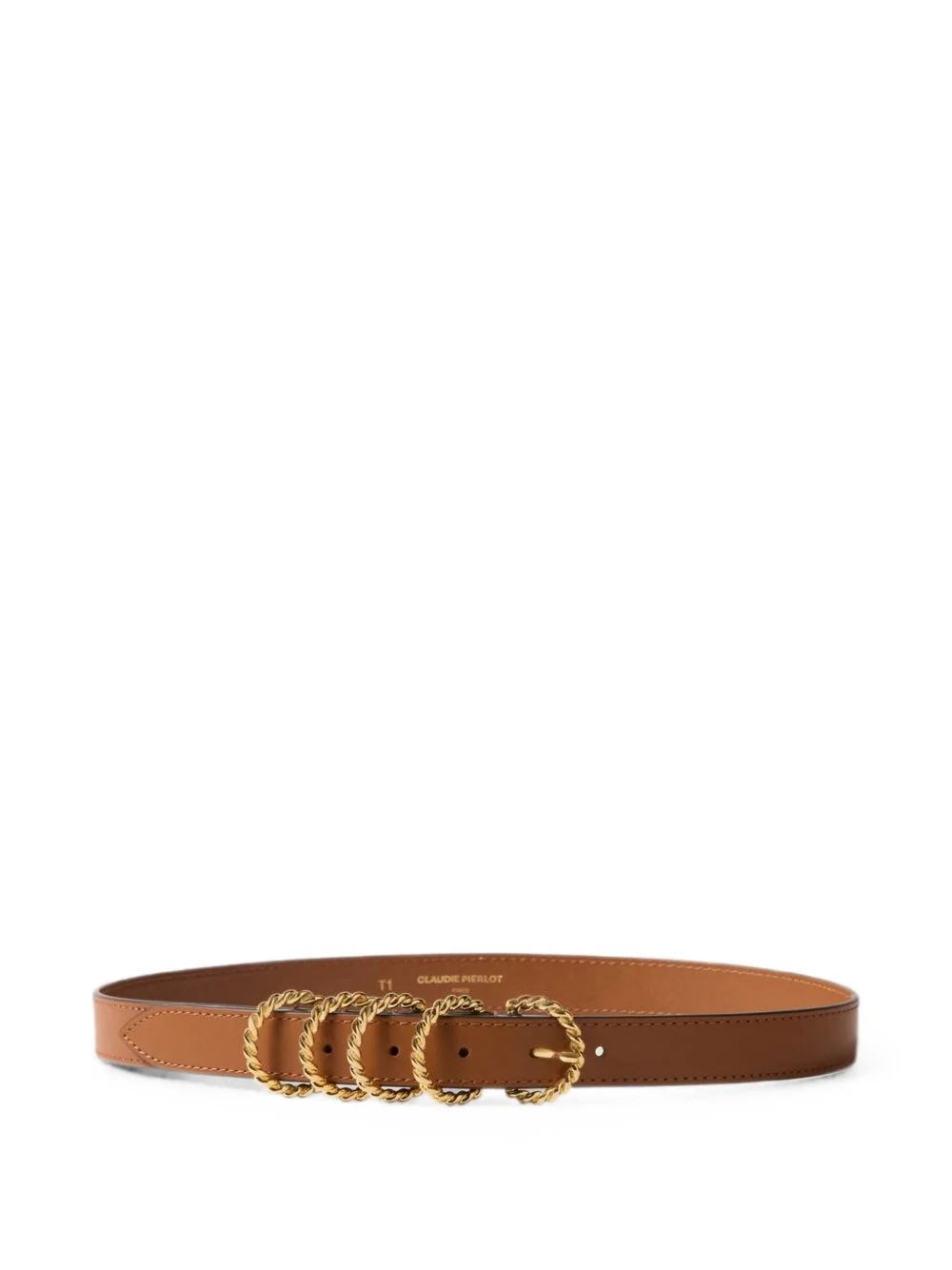 Leather belt with gold buckle - 1