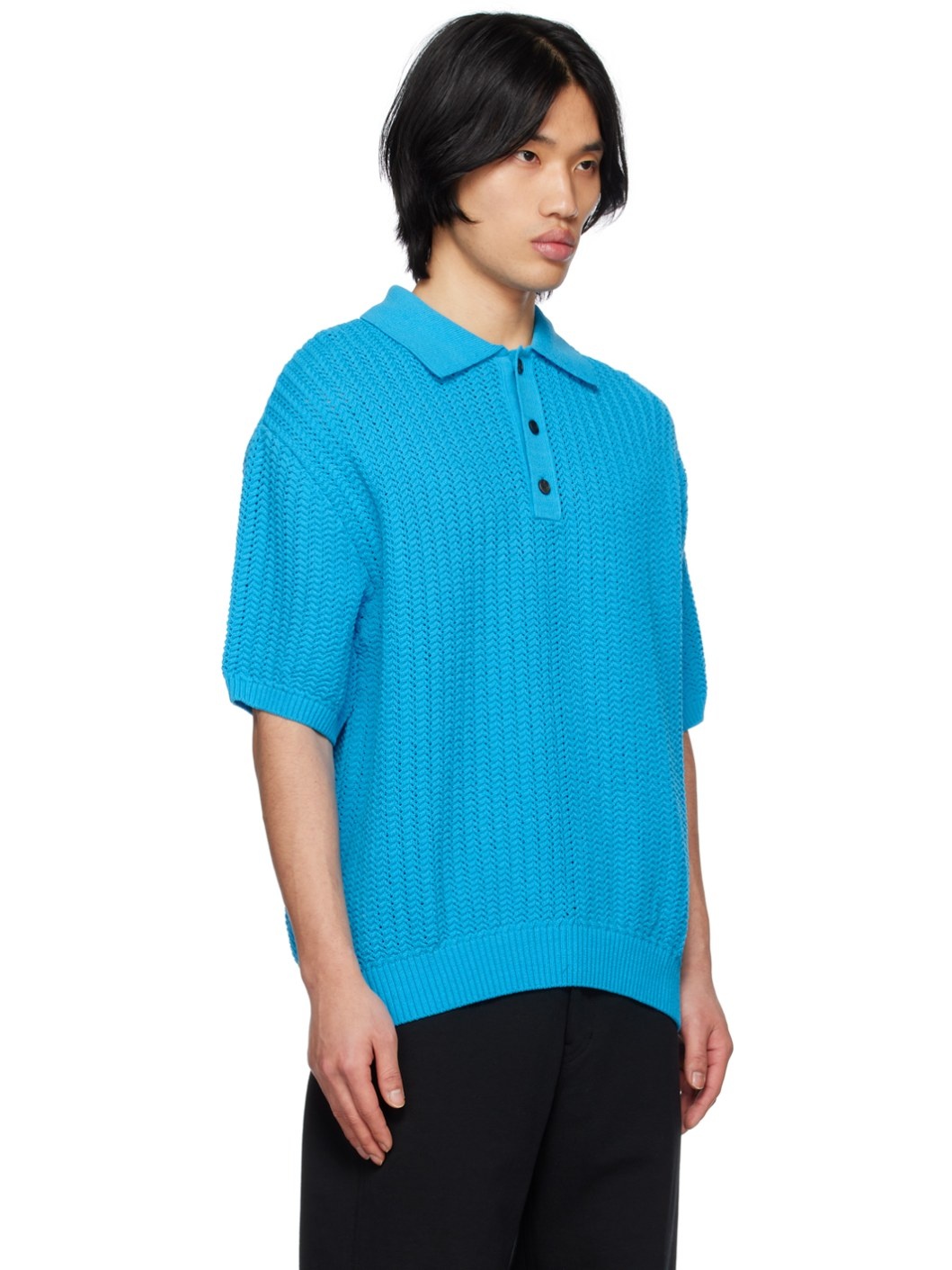 Blue Herringbone Polo - 2
