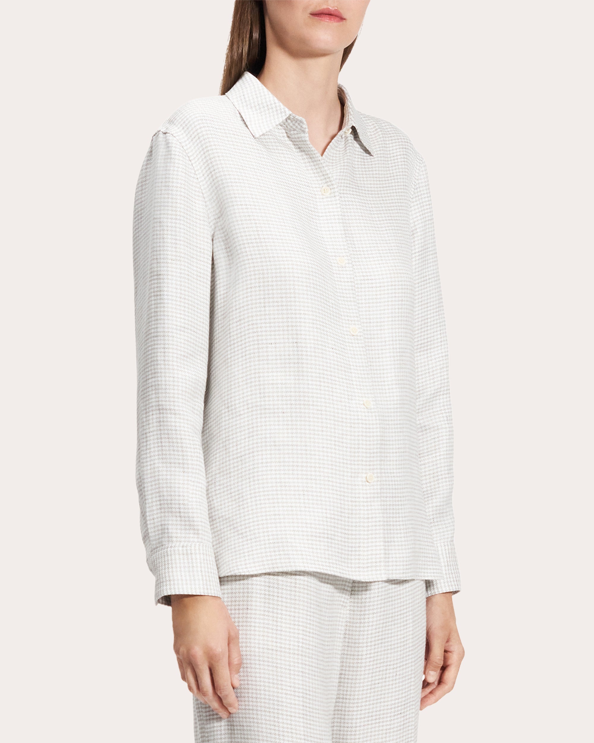 Houndstooth Linen Straight-Fit Button-Up - 4