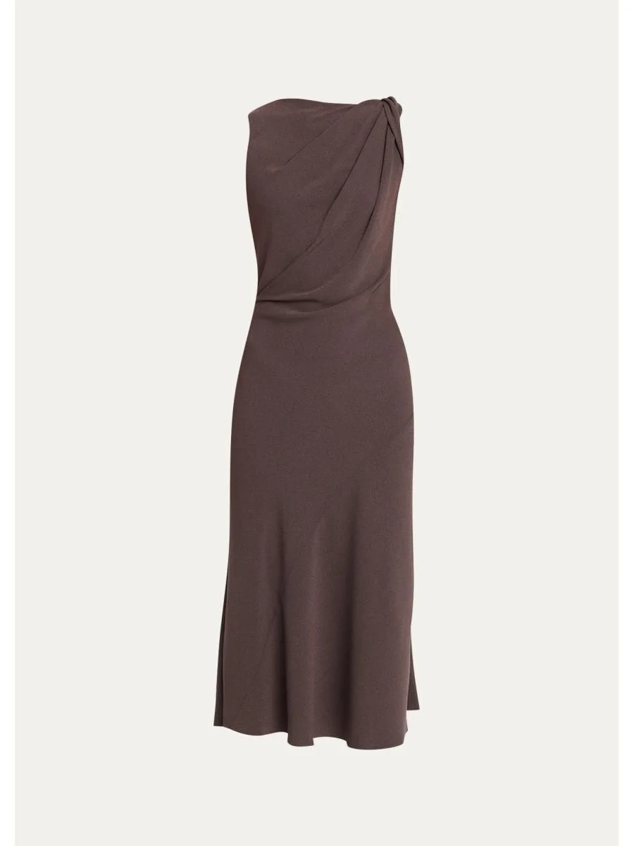 Twisted Shoulder Midi Dress - 1
