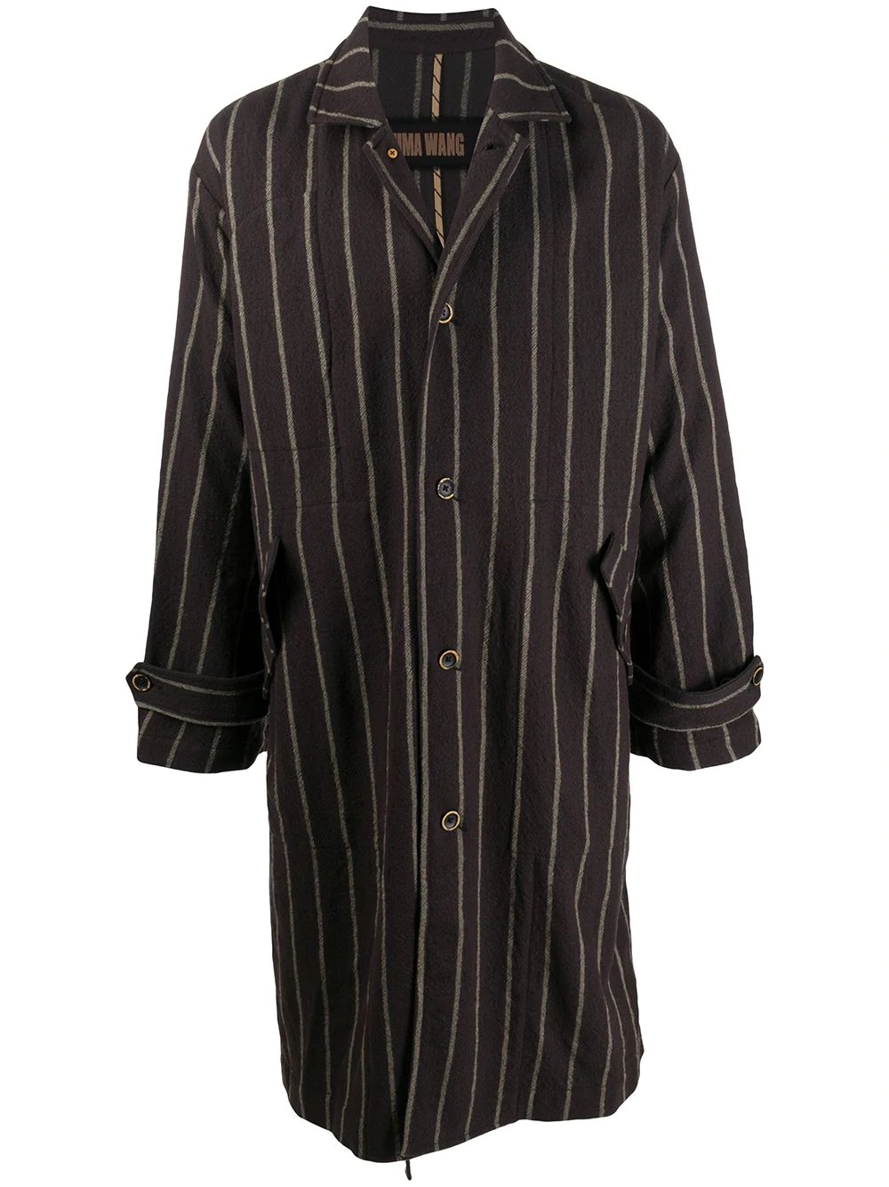 striped single-breasted coat - 1