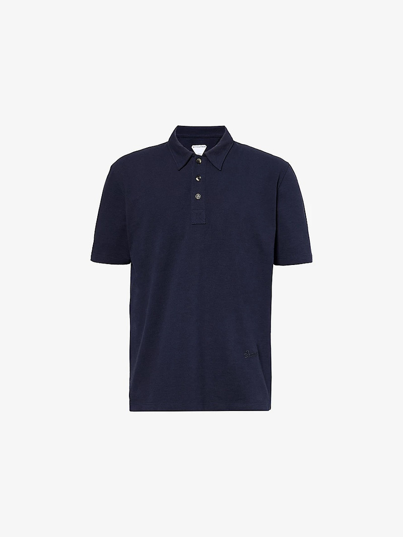Brand-embroidery short-sleeves relaxed-fit cotton-piqué polo shirt - 1