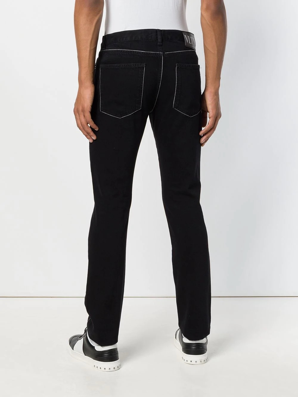 contrast stitch jeans - 4