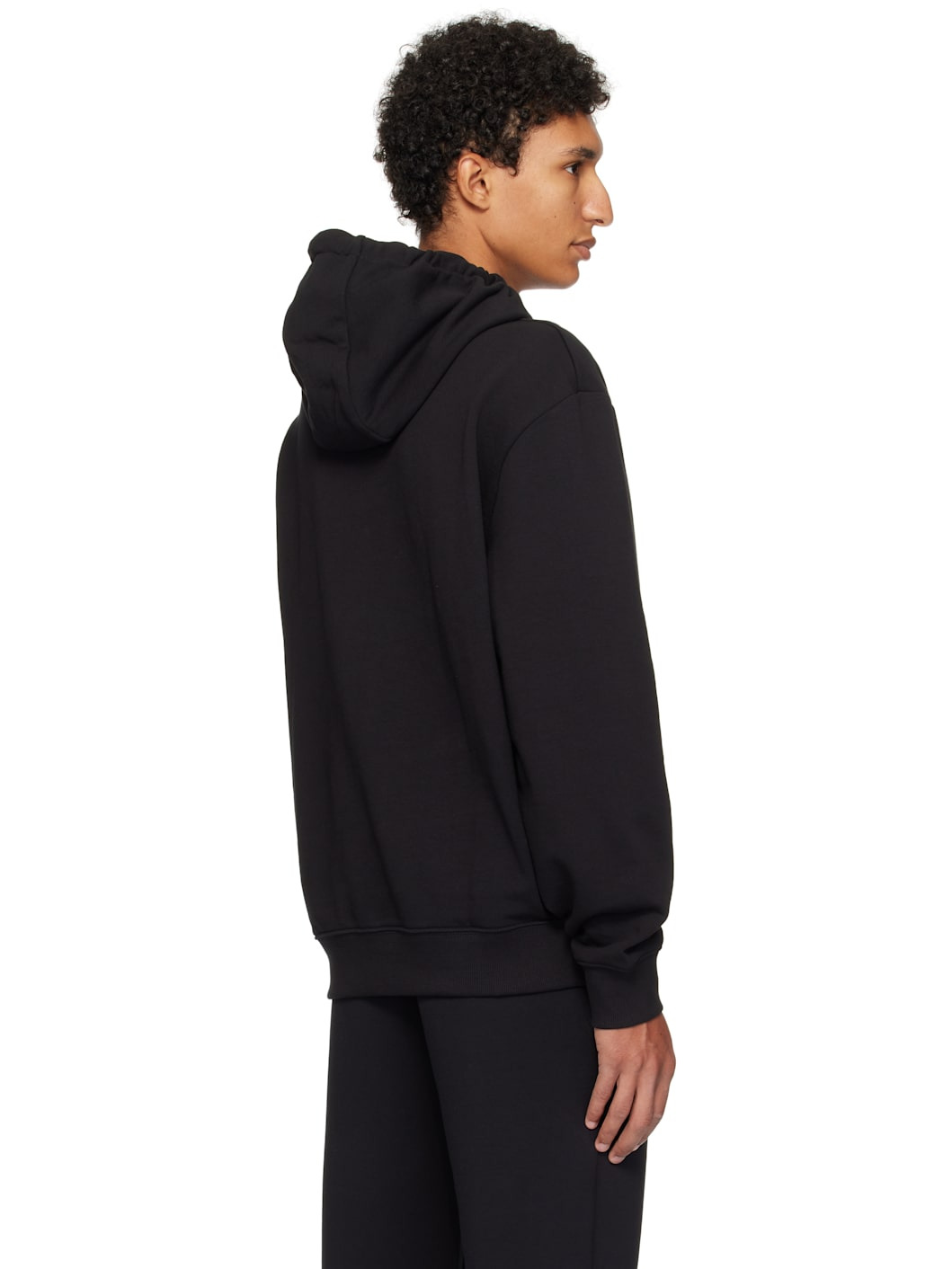 Black Cotton-Terry Relaxed-Fit Hoodie - 3