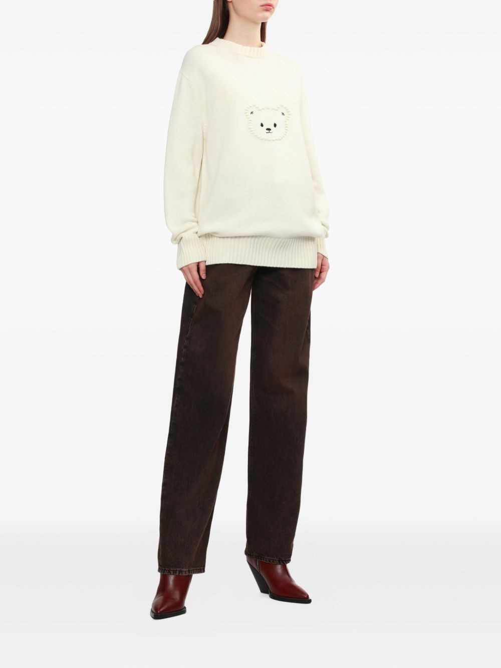 bear-embroidered crew-neck sweater - 2