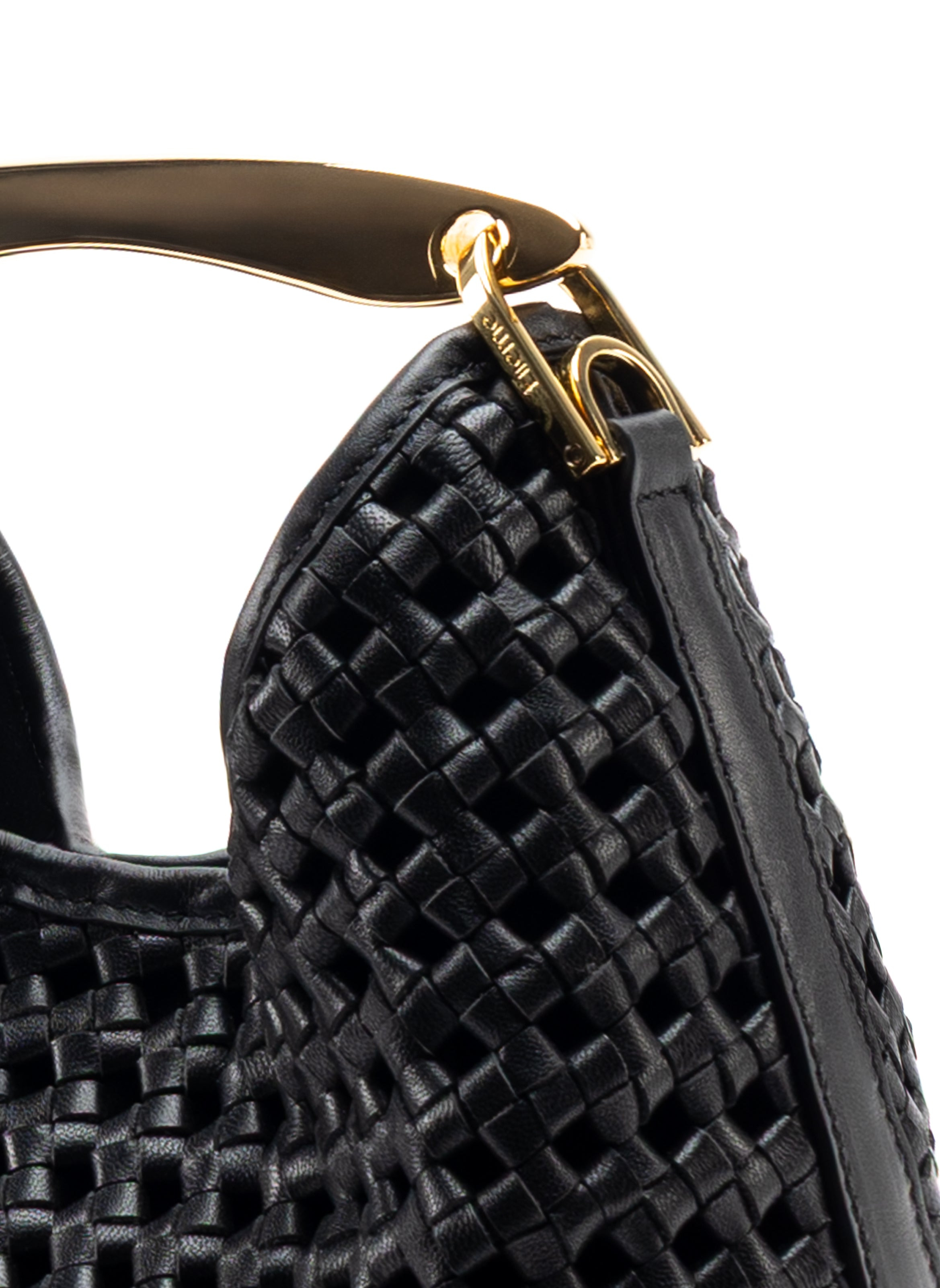 Small Boomerang Woven Leather Black - 5