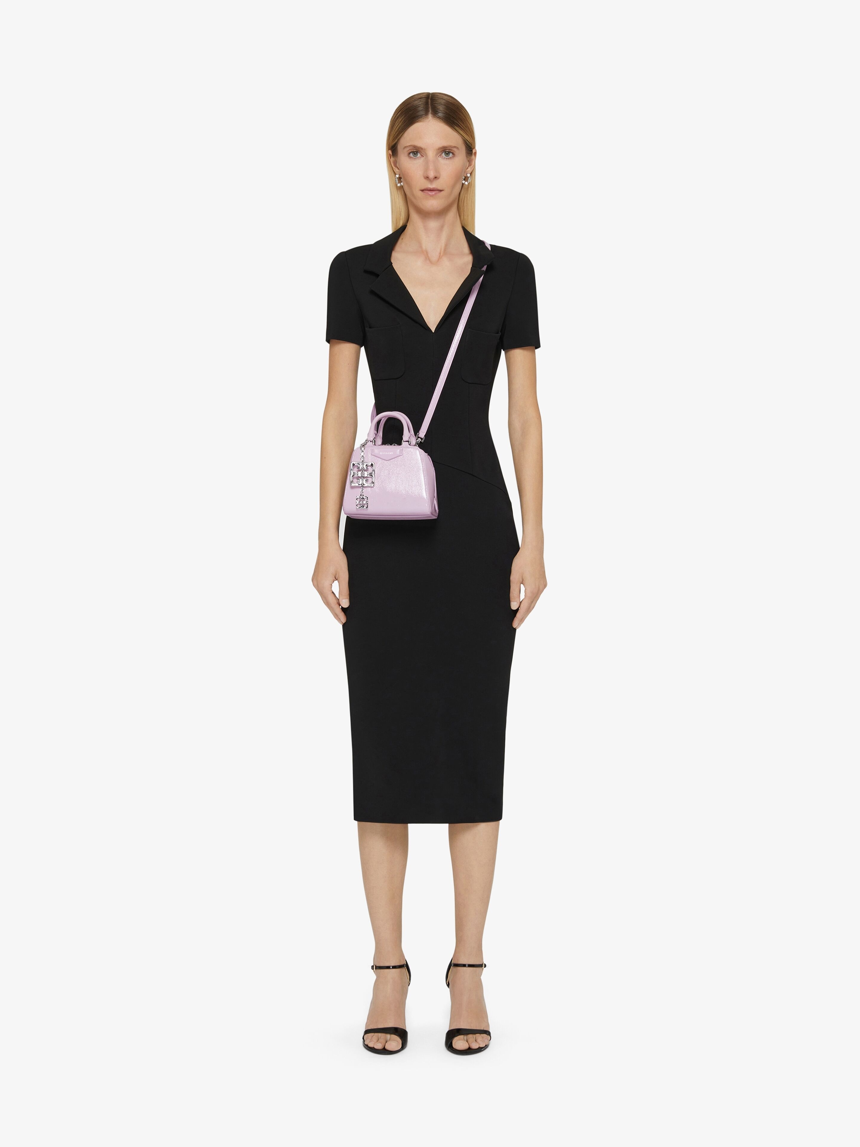 NANO ANTIGONA CUBE BAG IN PATENT LEATHER WITH CHARM - 2