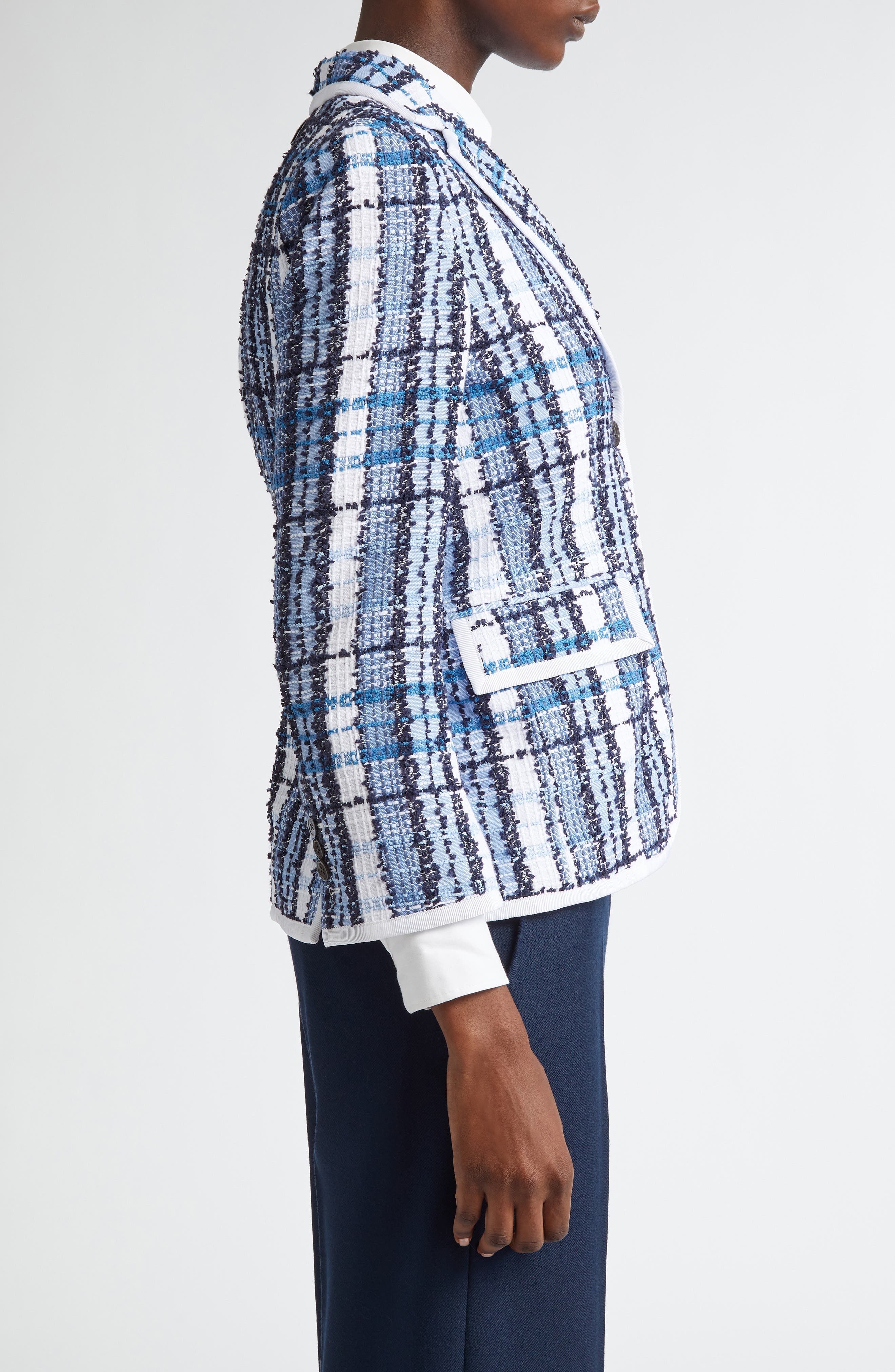 Thom Browne Classic Tweed Blazer in Dark Navy at Nordstrom - 4