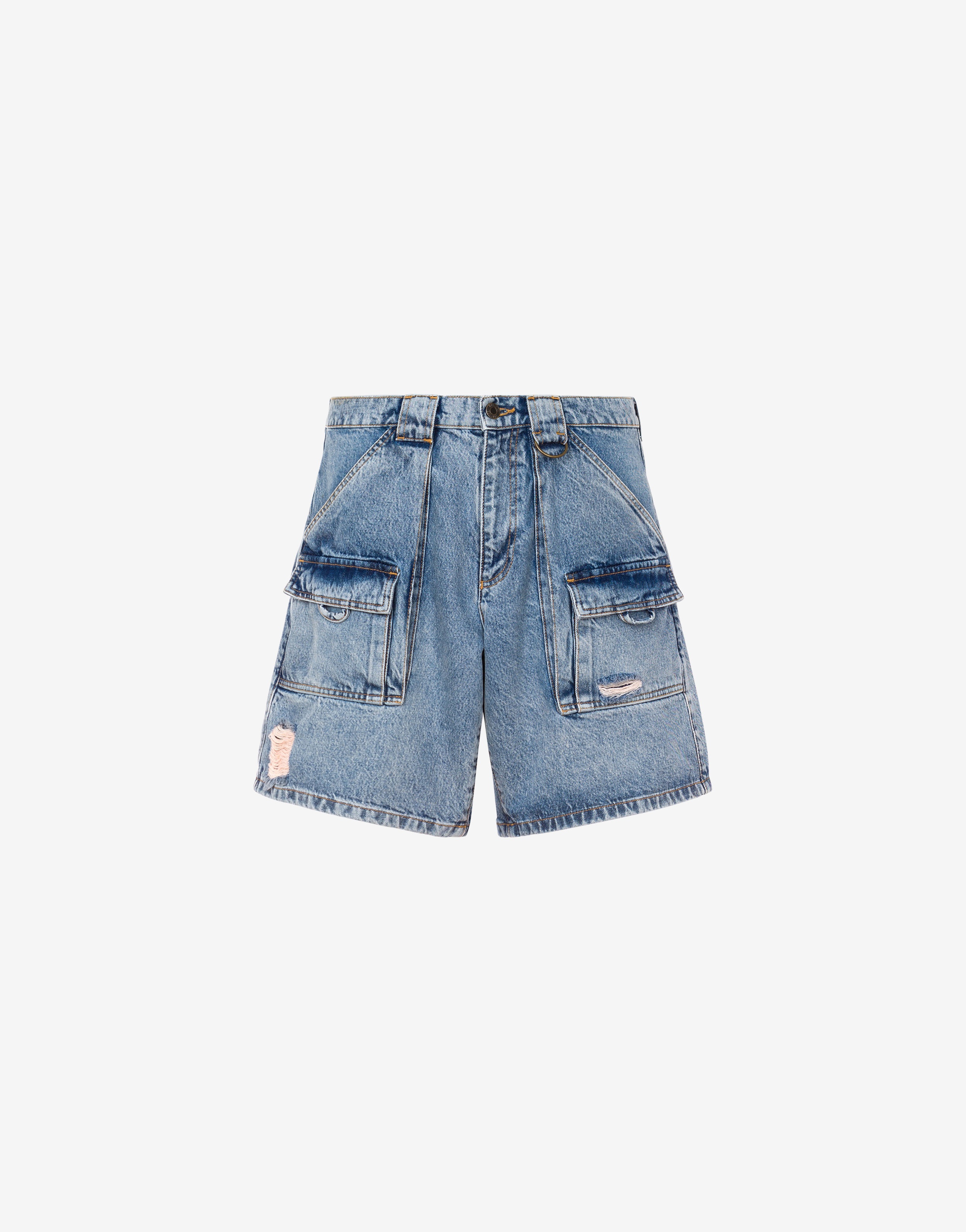 DESTROYED DENIM BERMUDA SHORTS - 1