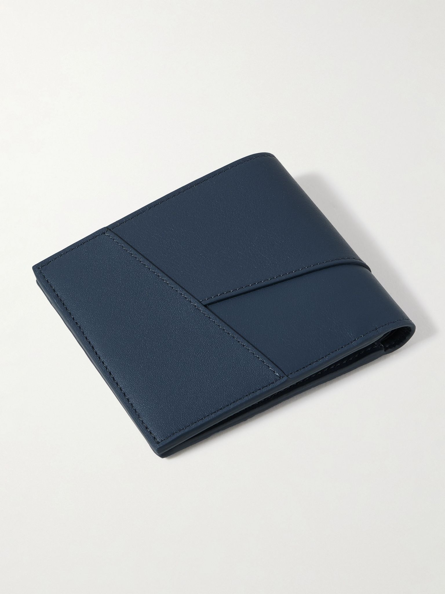 Puzzle Logo-Debossed Leather Billfold Wallet Blue - 2