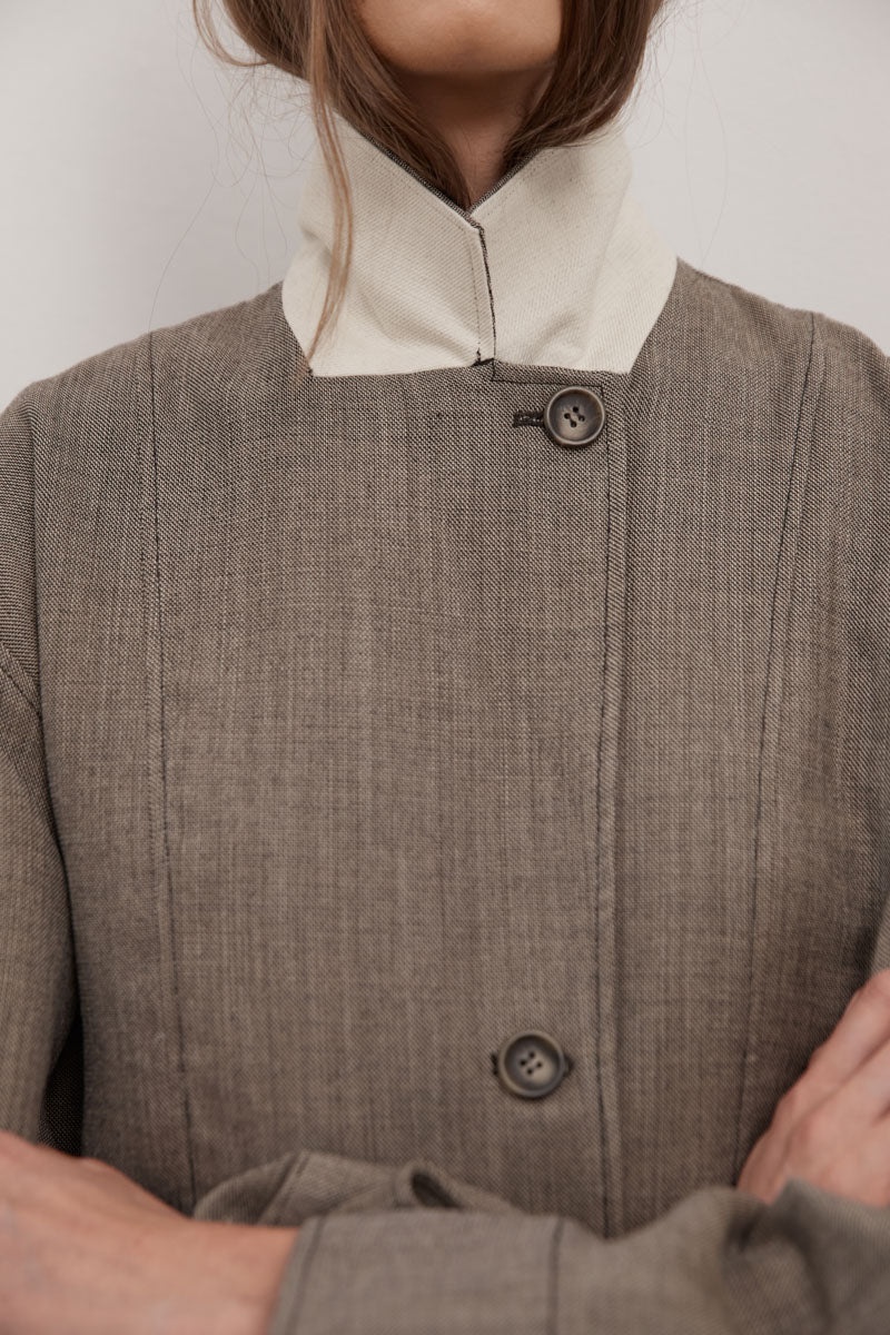 Wool Cocoon Bomber - Parquetry - 8