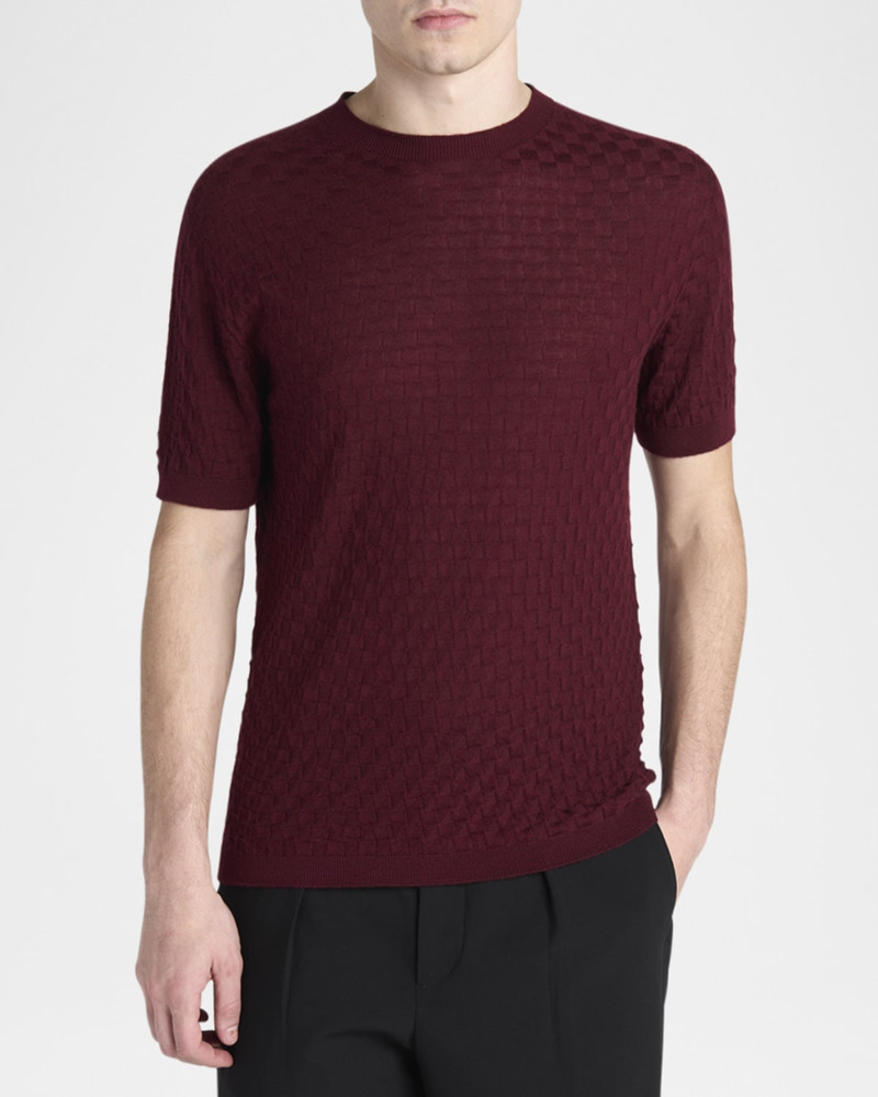 Men's Woven Quadrant Cashmere and Silk Crewneck Sweater 4