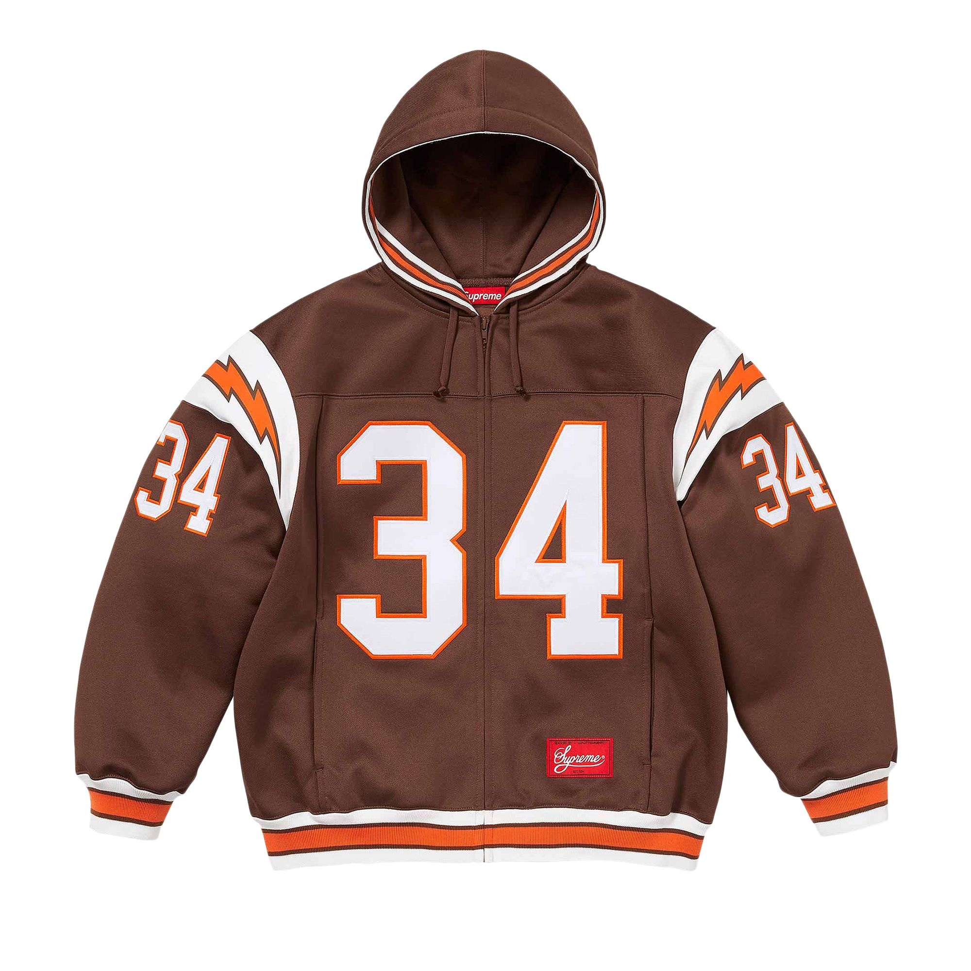 Supreme Football Zip Up Hooded Sweatshirt 'Brown' - 1