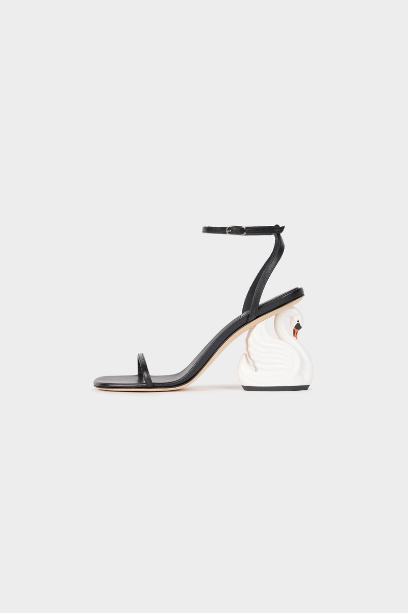 BETA SHOES WITH SWAN HEEL BLACK WHITE 1