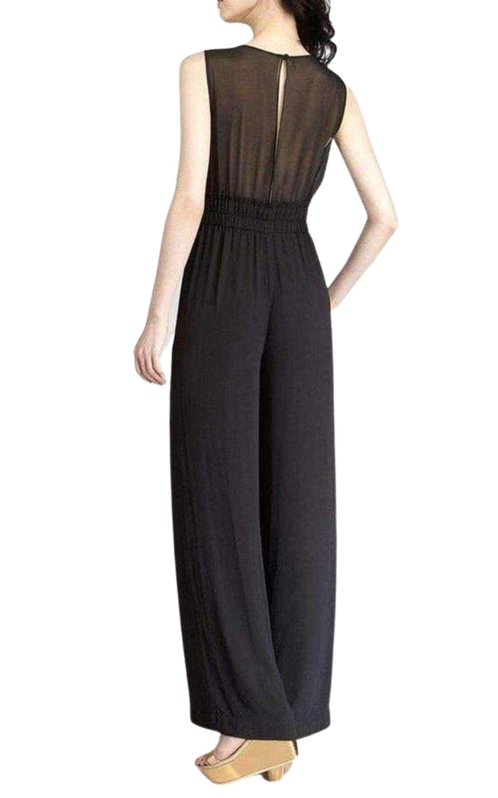 BCBGMAXAZRIA - Kiara Black Silk Sleeveless Jumpsuit - 2