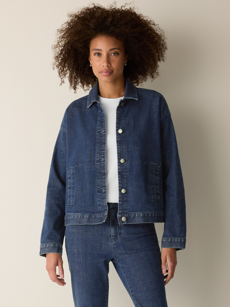 Cotton Stretch Denim Classic Collar Jacket 3