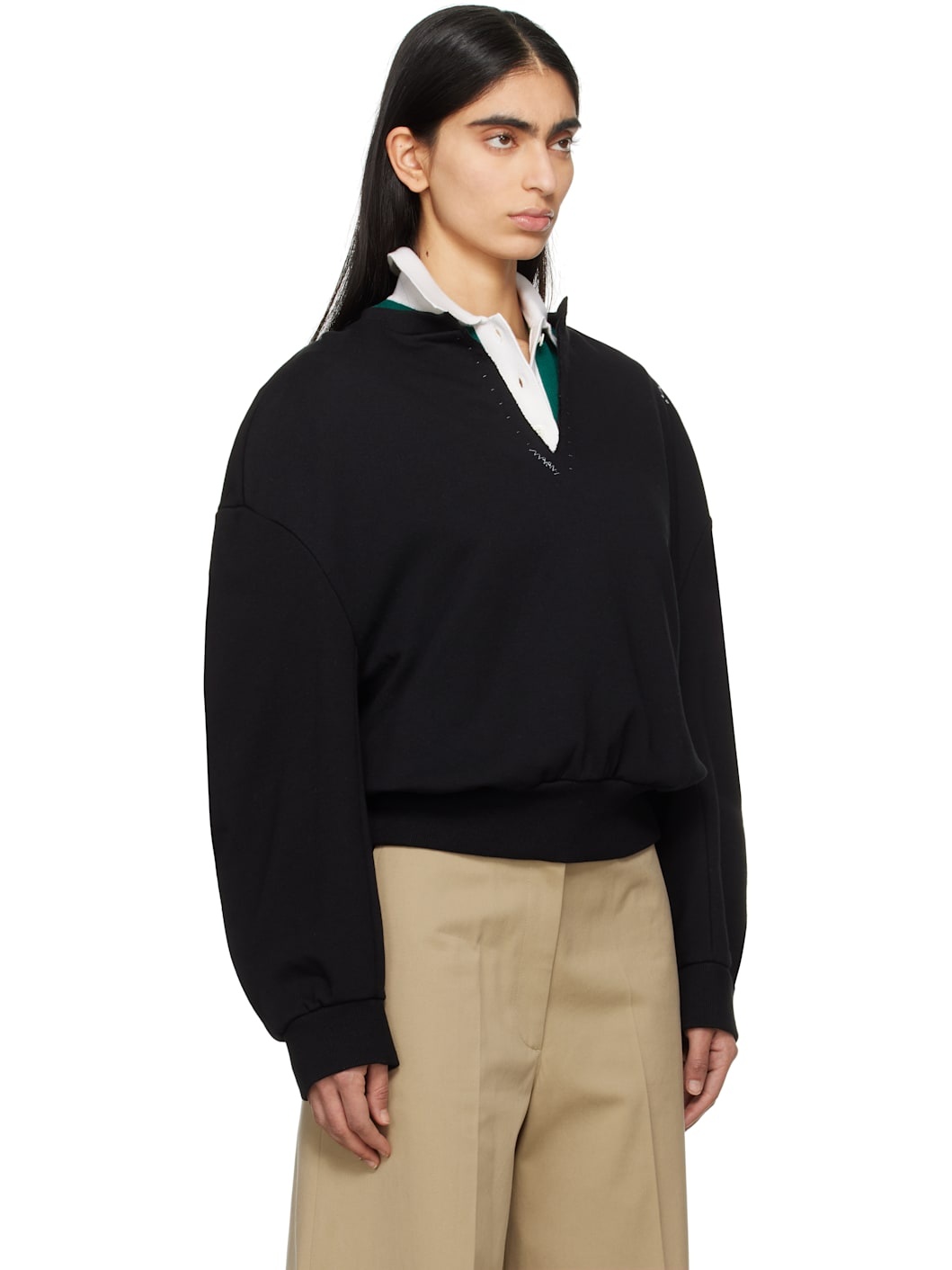 Black Brushed Cotton Sweatshirt - 2