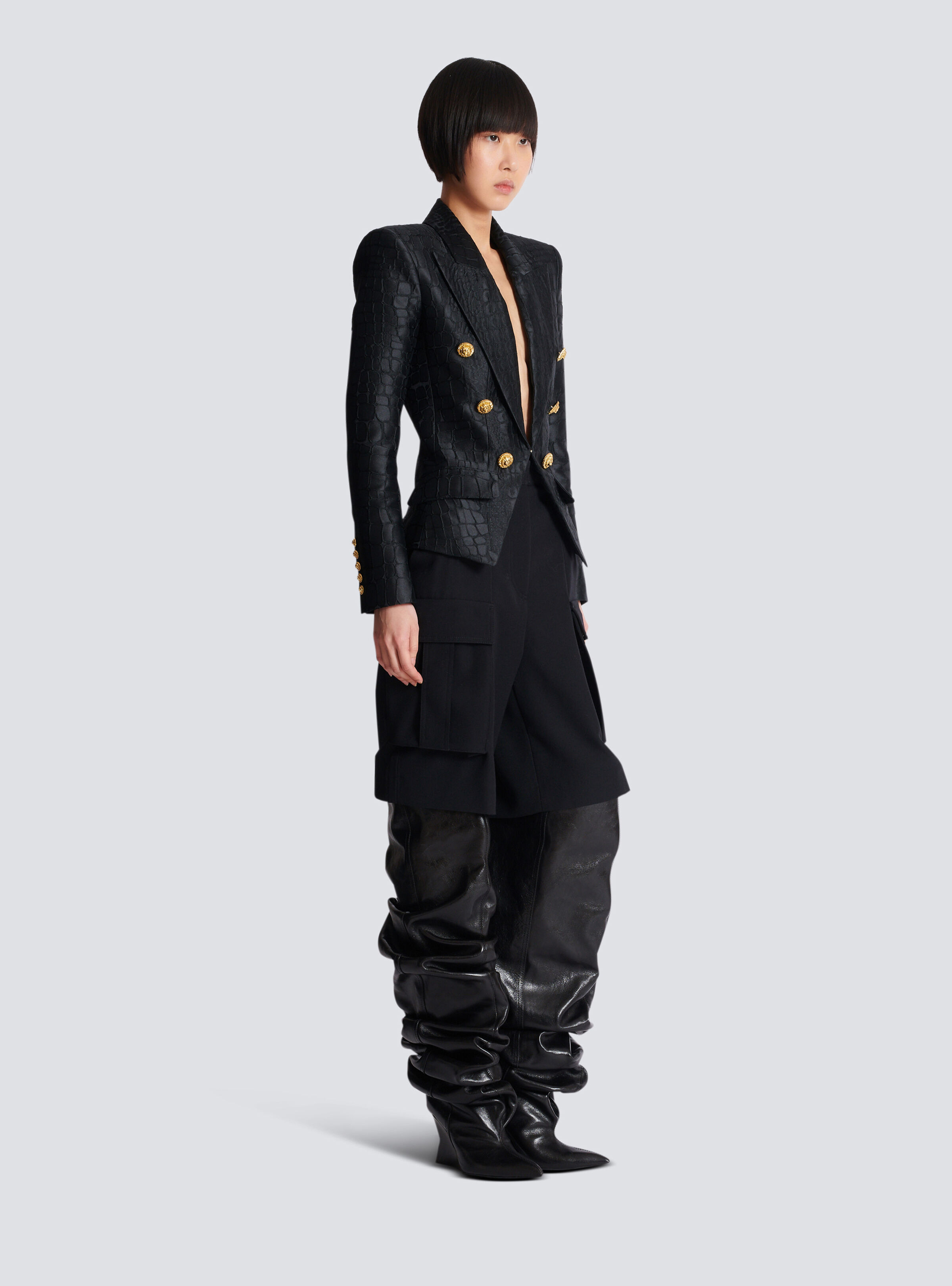 6-button jacket in crocodile jacquard - 3