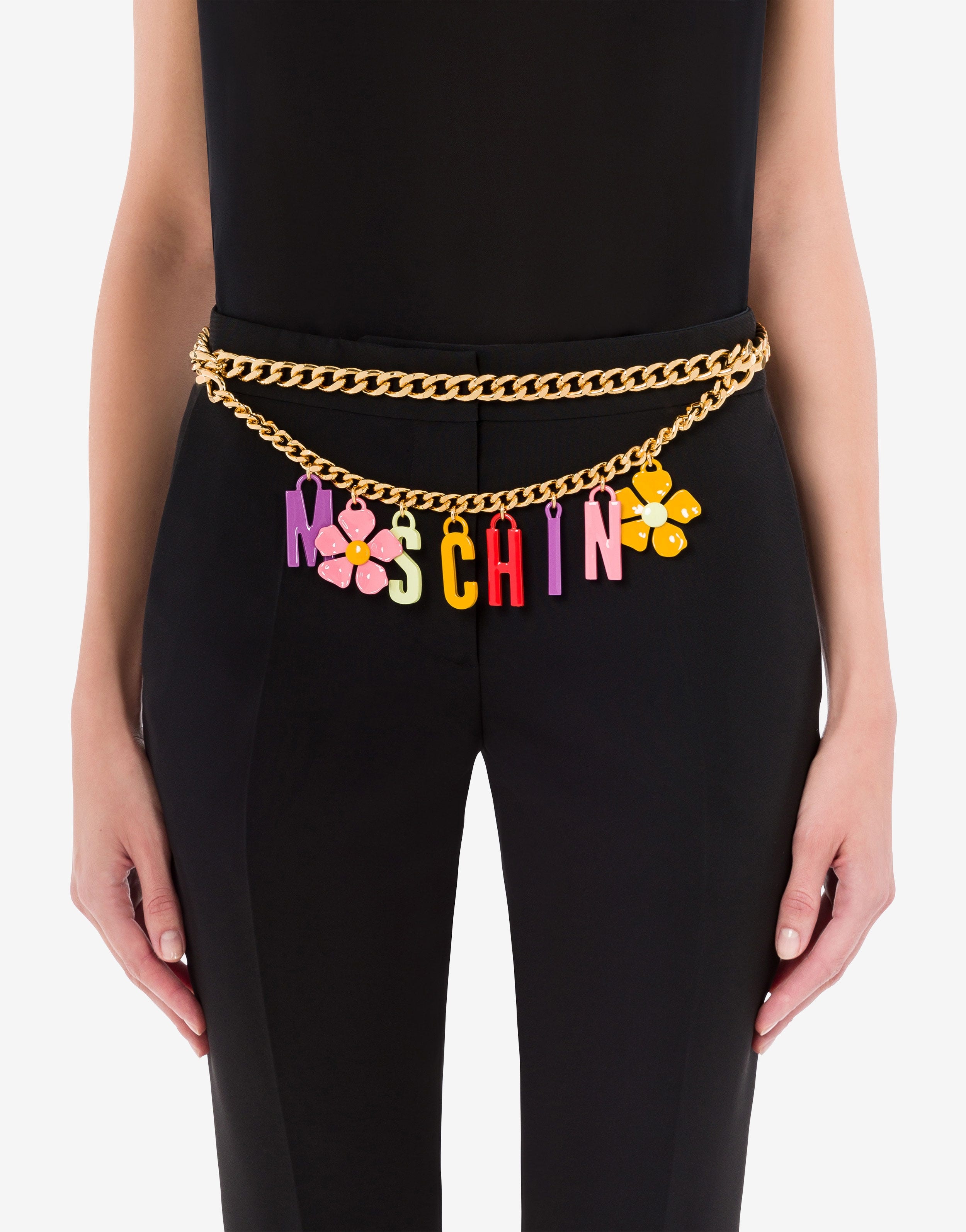 FLOWER LETTERING CHARM CHAIN BELT - 3