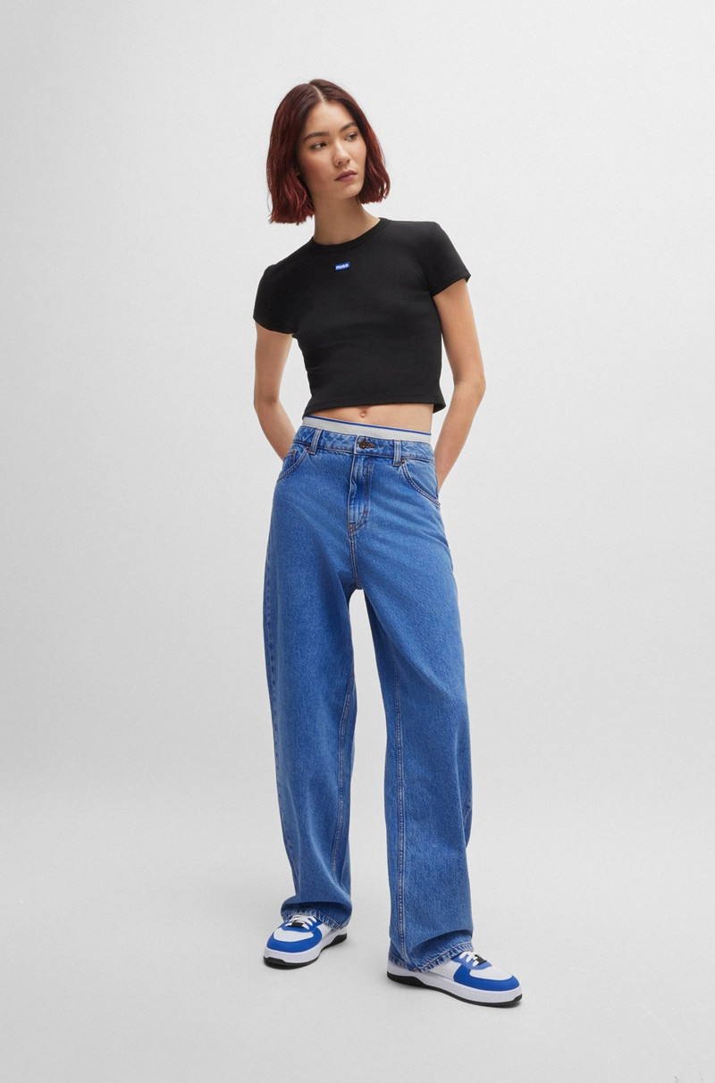 HUGO RELAXED-FIT JEANS IN BLUE STONEWASHED DENIM outlook