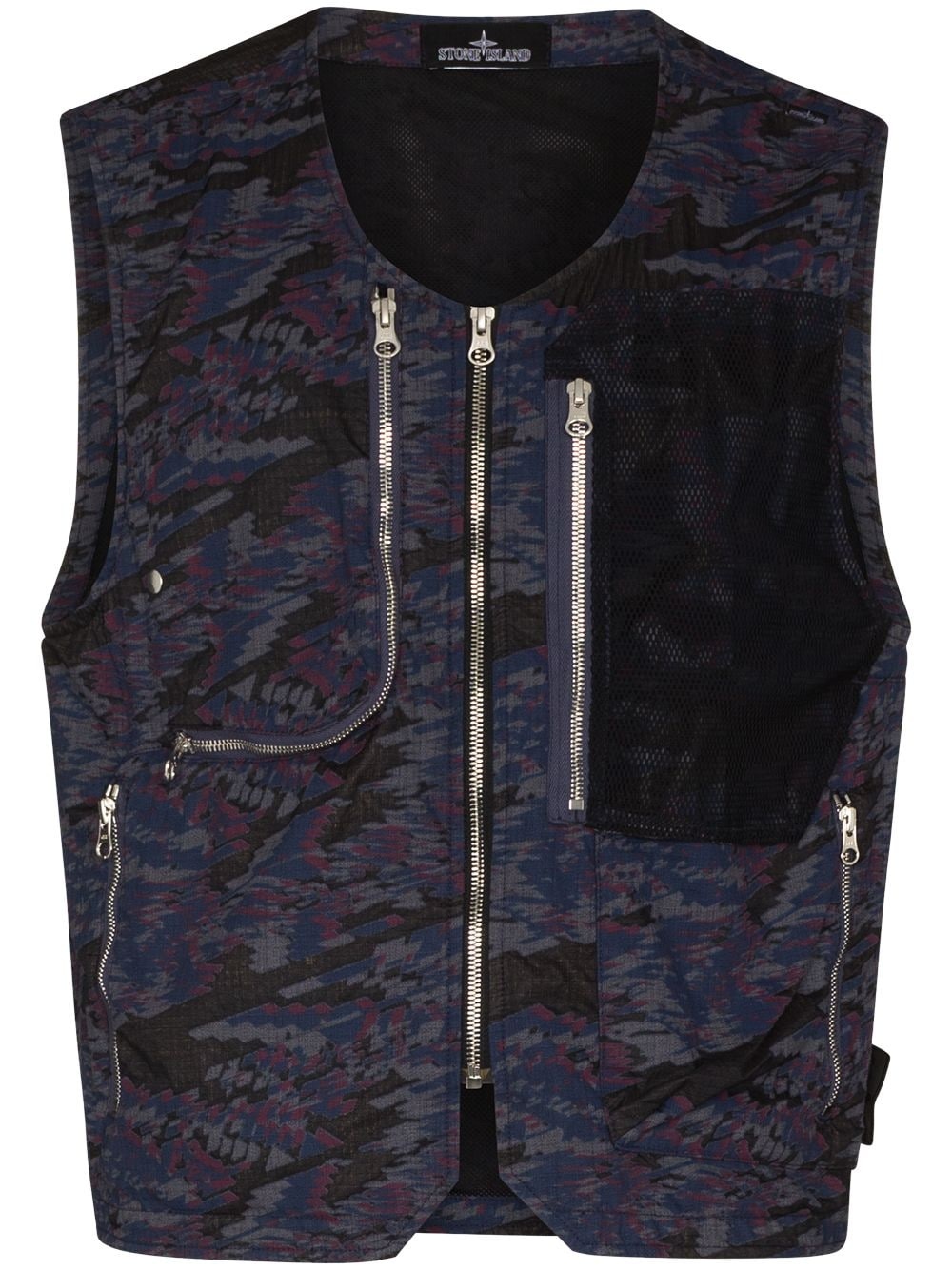 abstract-print utility gilet - 1