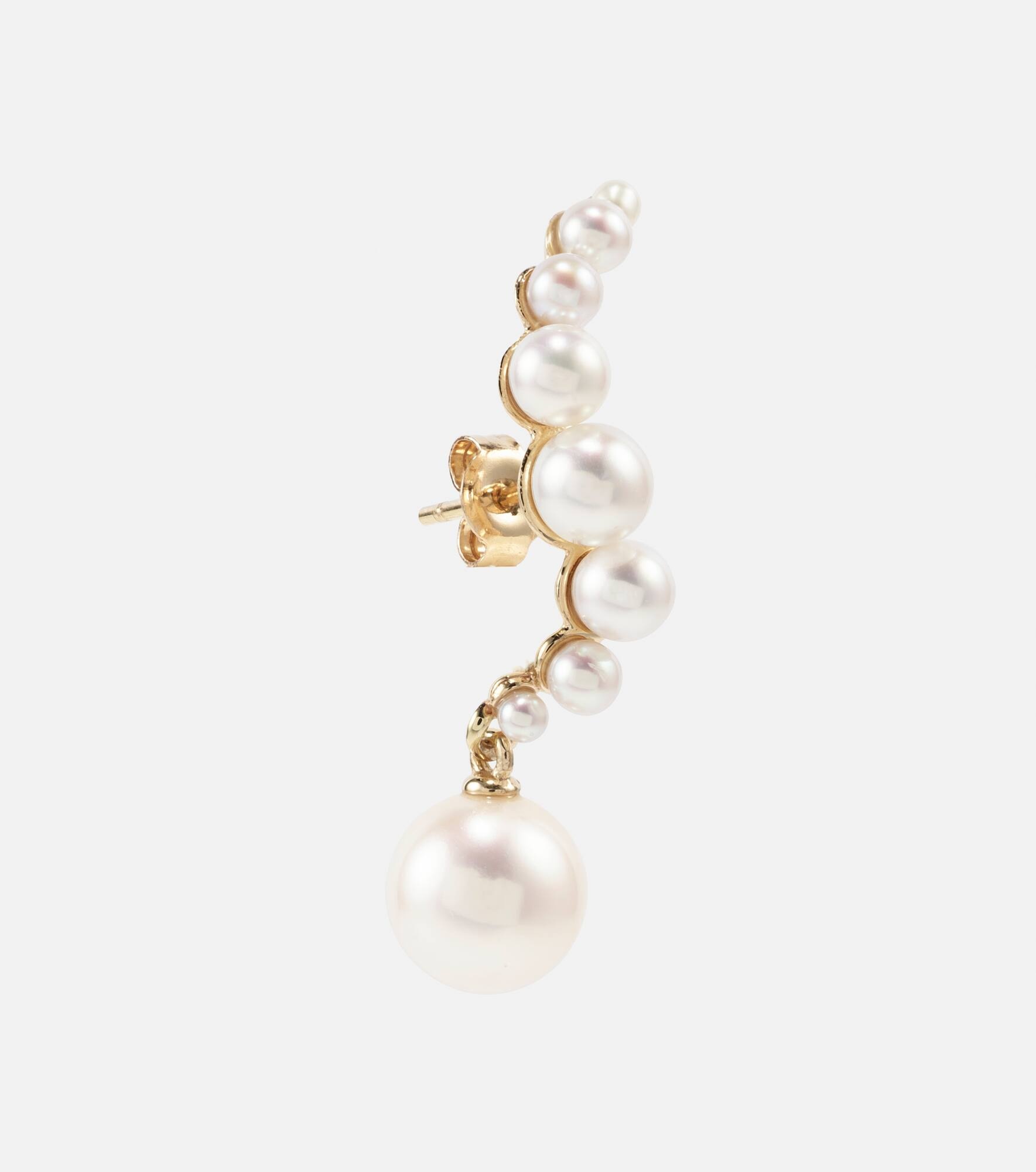 14kt gold drop earrings with pearls - 4