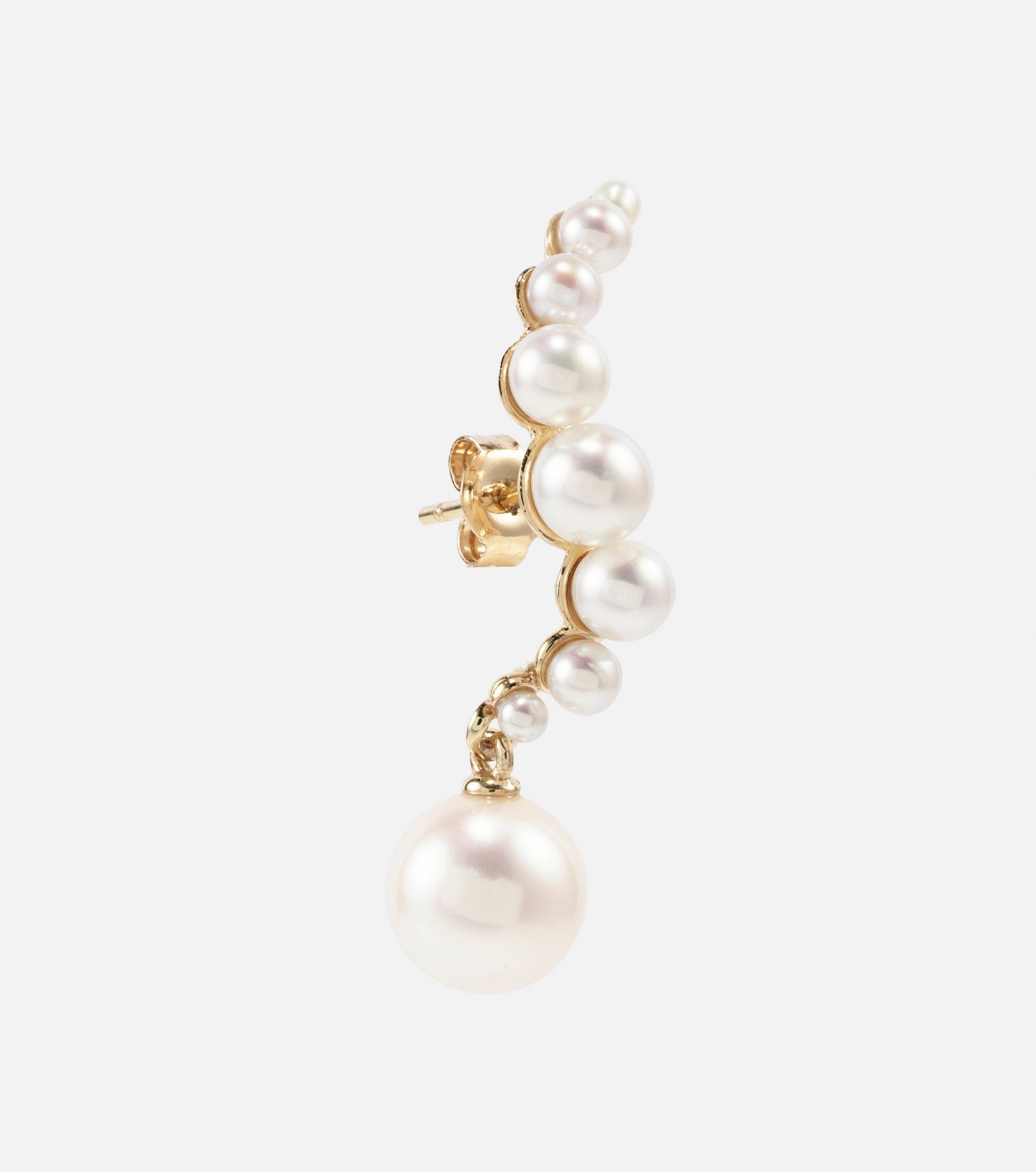 14kt gold drop earrings with pearls - 2