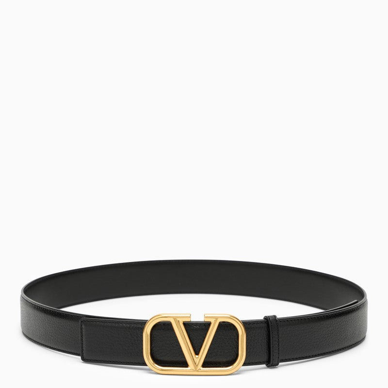 VLOGO BLACK/GOLD LEATHER BELT - 1