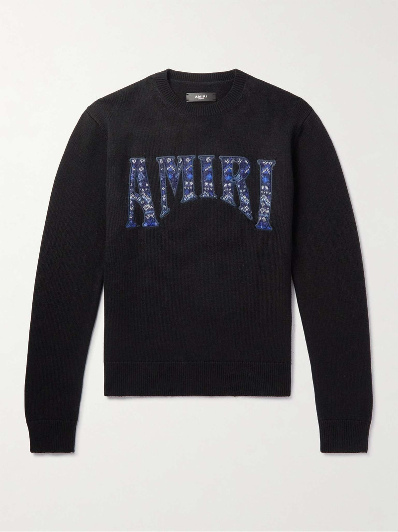 Logo-Embroidered Wool-Blend Sweater - 1